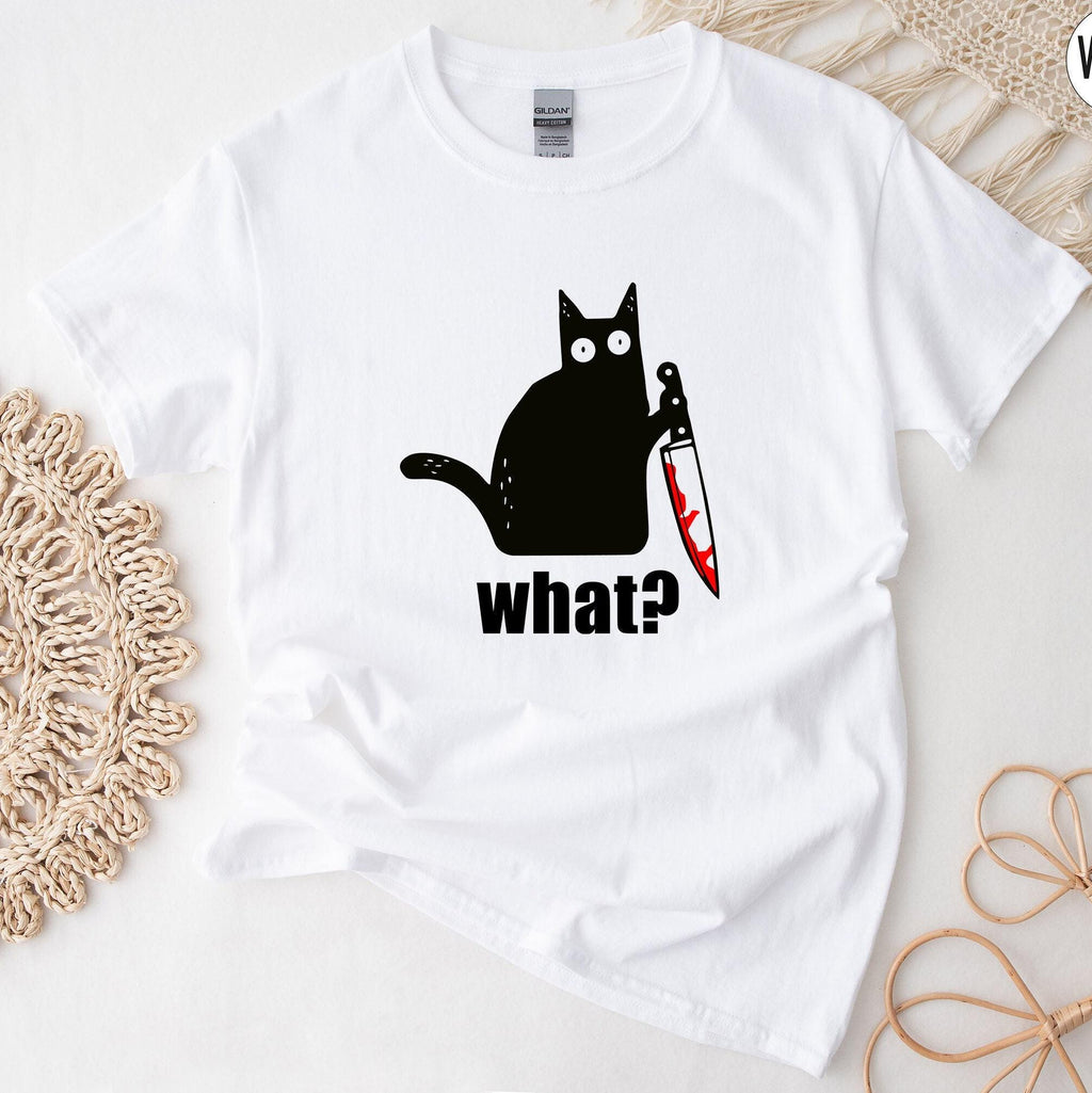 What Cat Sweatshirt, Cat With Knife Shirt, Black Cat Hoodie, Killer Cat Tshirt, Funny Cat Shirt, Cat Lover Gifts For Women, Funny Tee