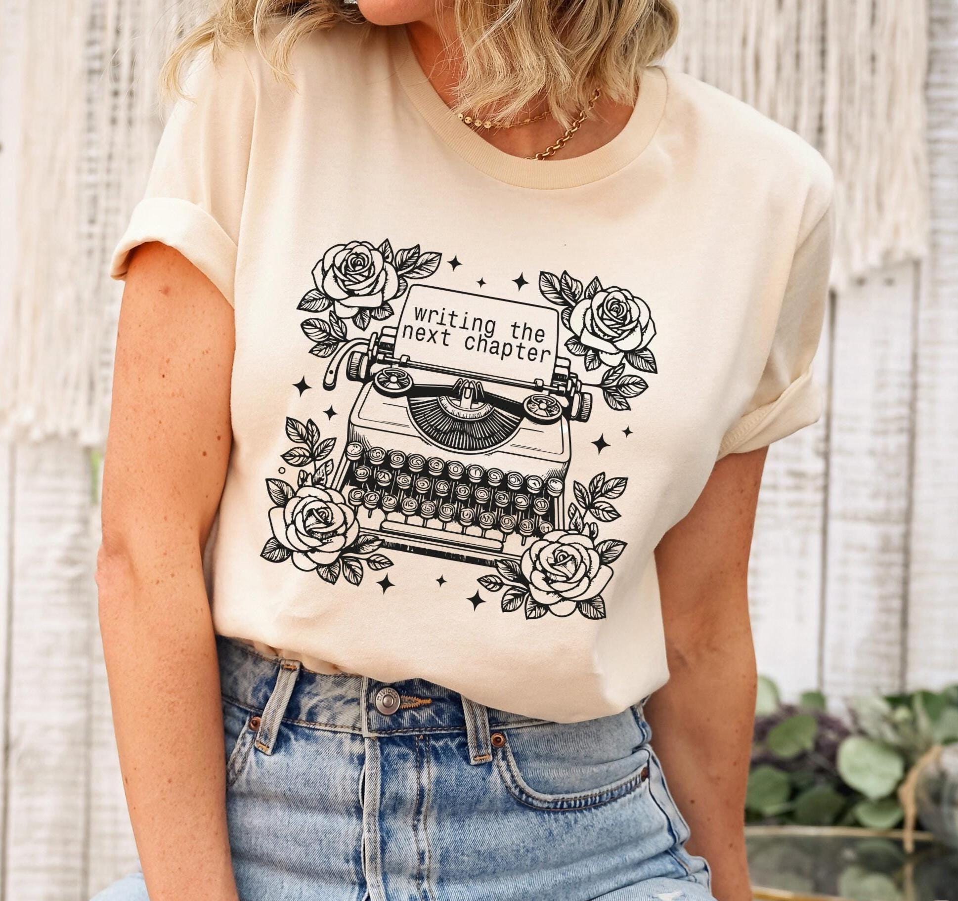 Writing The Next Chapter Shirt, Flowery Typewriter Sweatshirt, Published Author Shirt, Writer Tee For Women, Gift For Ne