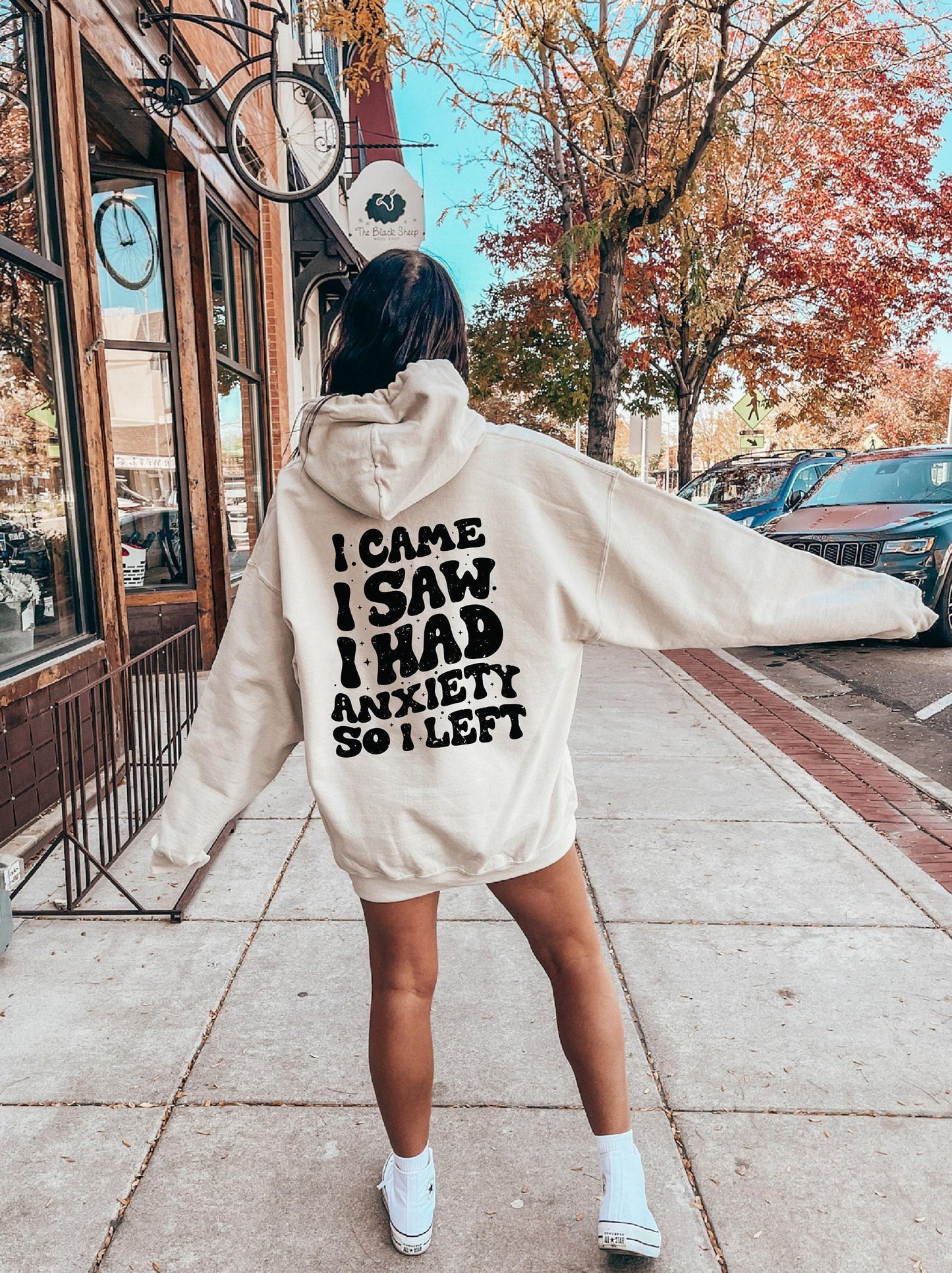 I Came I Saw I Had Anxiety So I Left Hoodie | Funny Anxiety Sweatshirt, ADHD Awareness Shirt, Sarcastic Shirt, Introvert Gift
