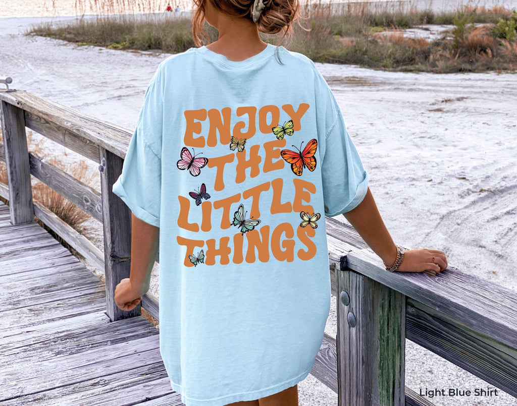 Enjoy The Little Things Hoodie | Aesthetic Sweatshirt, Positive Quotes Shirt, Inspirational Words On Back Hoodie, Youth Hoodie
