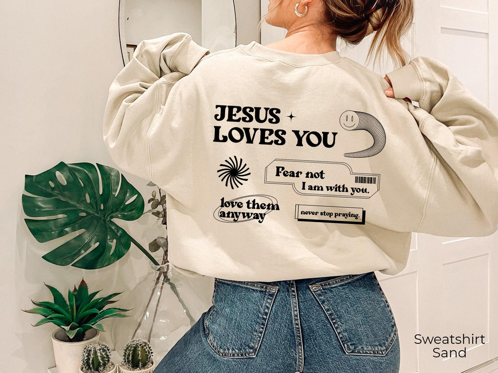 Aesthetic Christian Sweatshirt | Religious Shirt, Jesus Loves You Hoodie, Bible Verse Shirt, Jesus Apparel, Christian Gifts