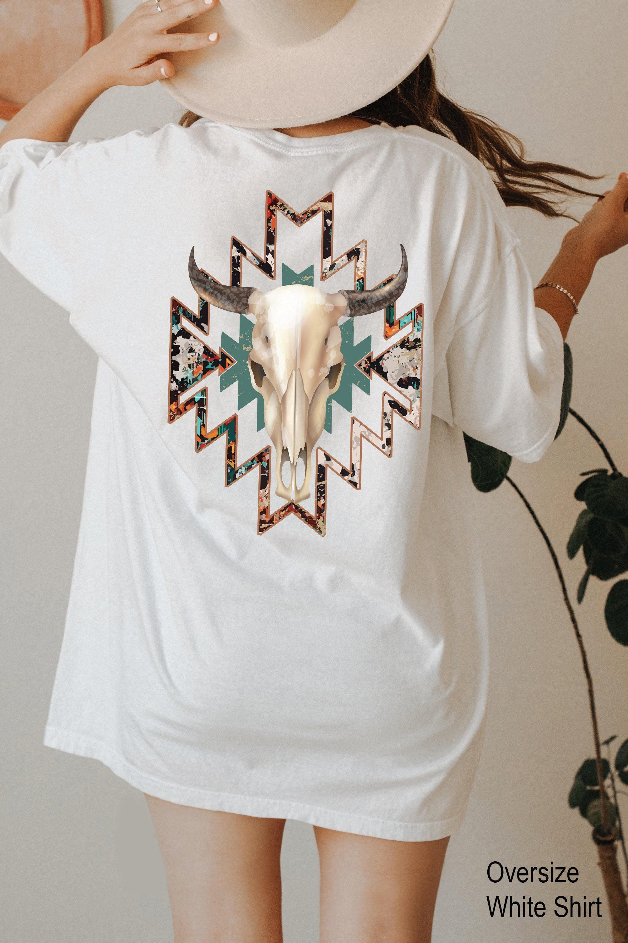 Aesthetic Bull Skull Hoodie, Women's Country Sweatshirt, Cowboy Rodeo Shirt, Cowgirl Shirt, Bullhead Tshirt, Trendy West