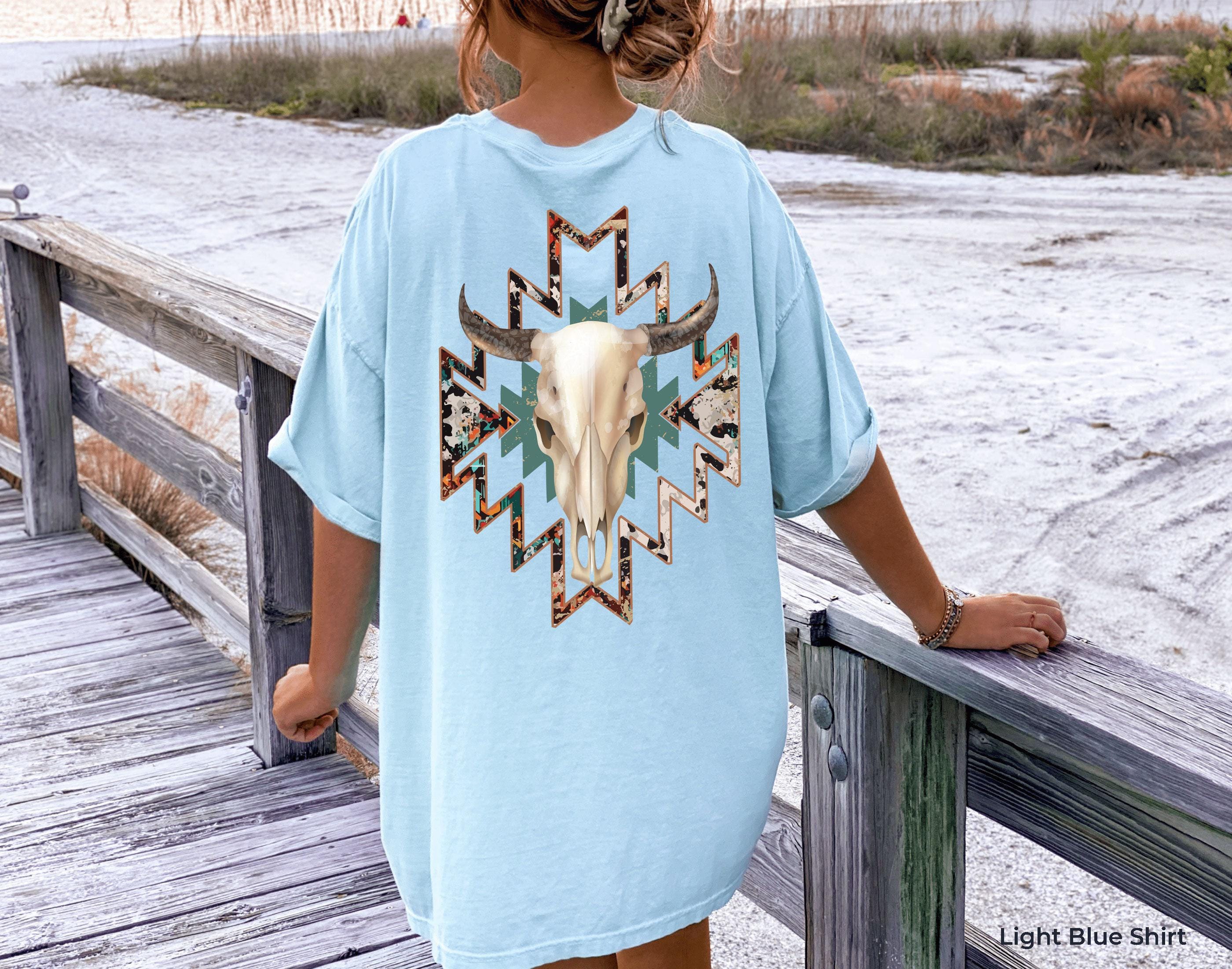 Aesthetic Bull Skull Hoodie, Women's Country Sweatshirt, Cowboy Rodeo Shirt, Cowgirl Shirt, Bullhead Tshirt, Trendy West
