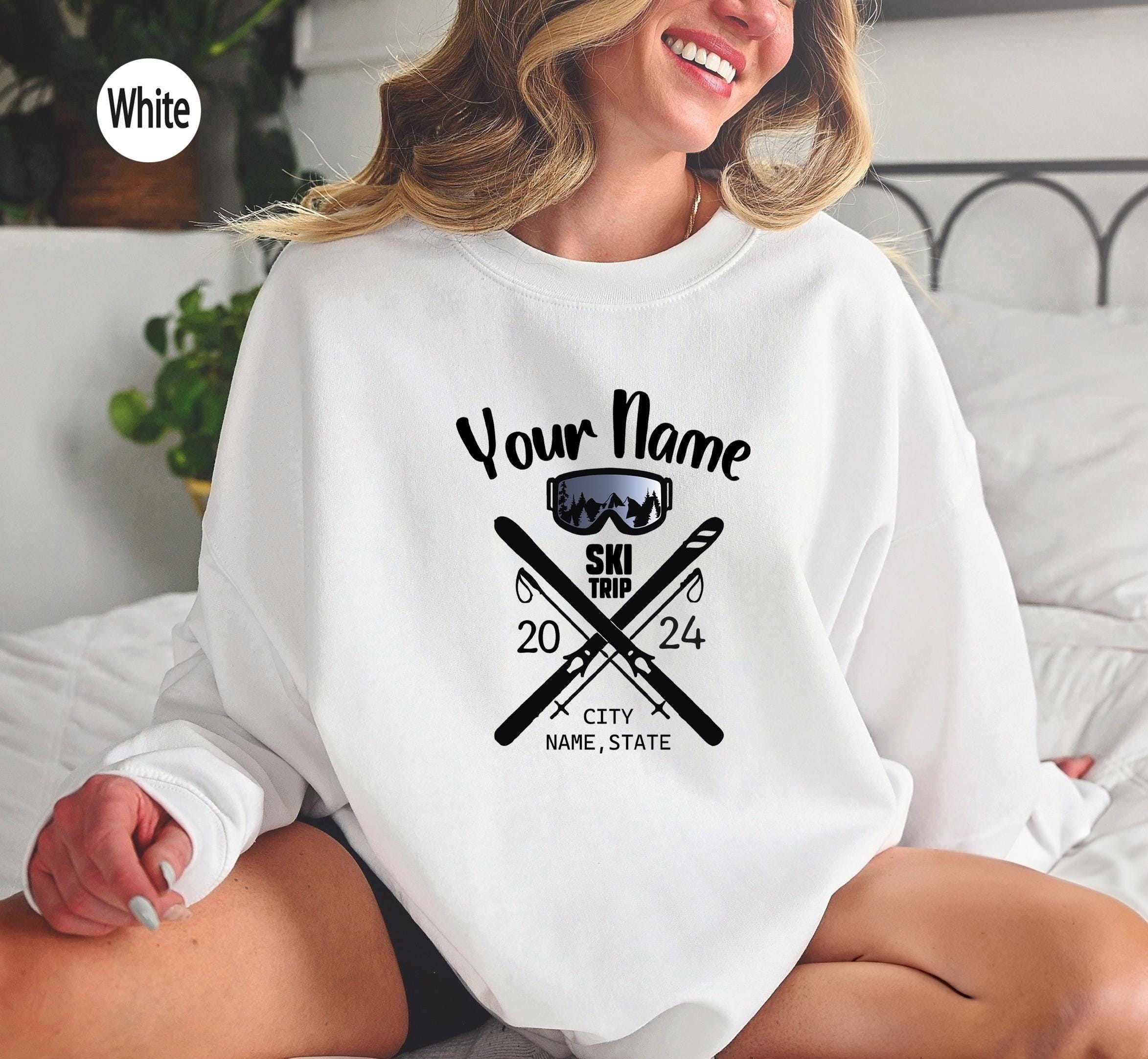 Custom Ski Sweatshirt, Custom Ski Trip Shirt, Personalized Skiing Shirt, Custom Winter Vacation Tshirt, Matching Persona