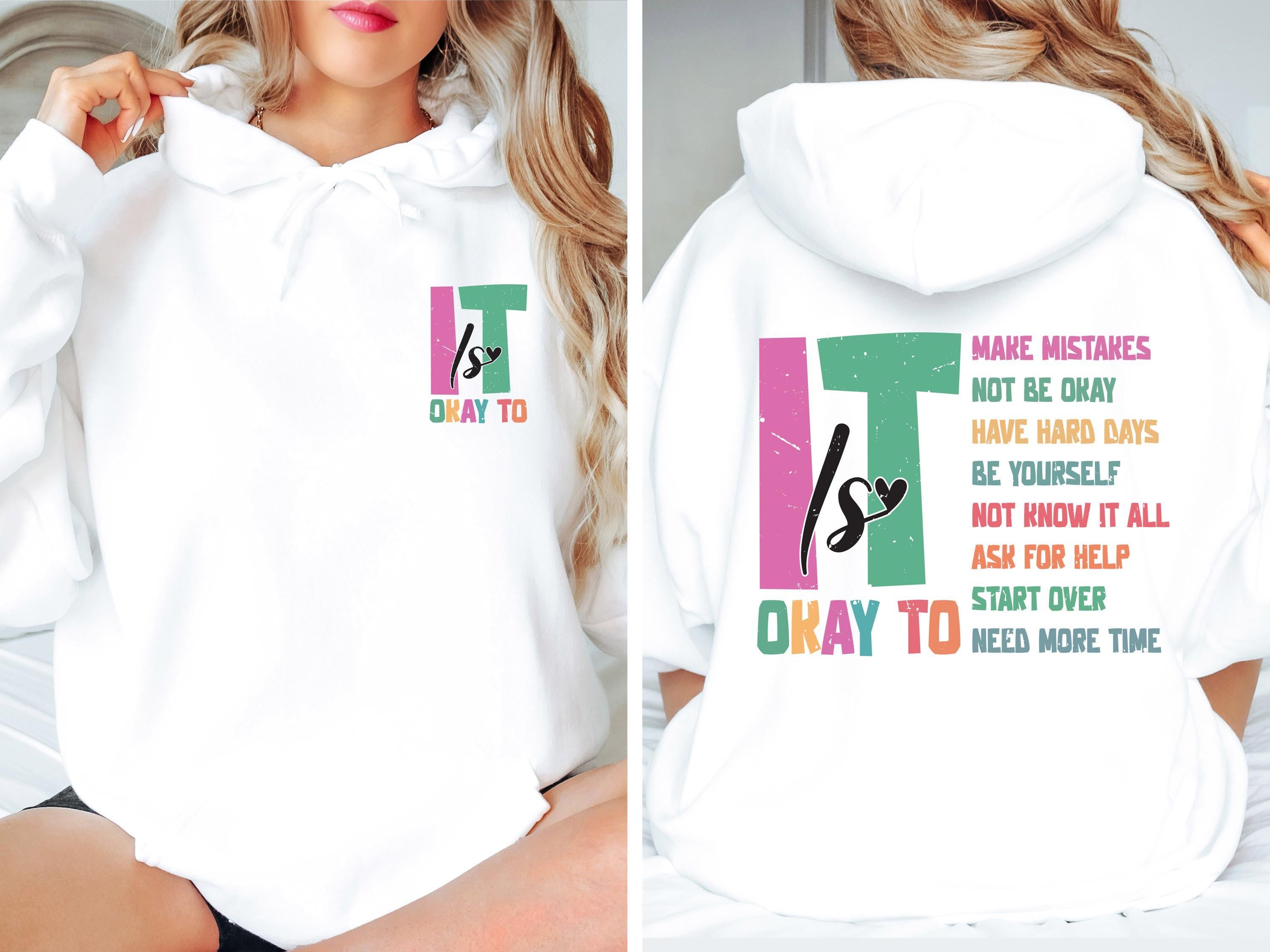 It Is Okay To Sweatshirt, Rainbow Mental Health Awareness T-Shirt, Aesthetic Good Therapy Hoodie For Woman, Friend Support Gift