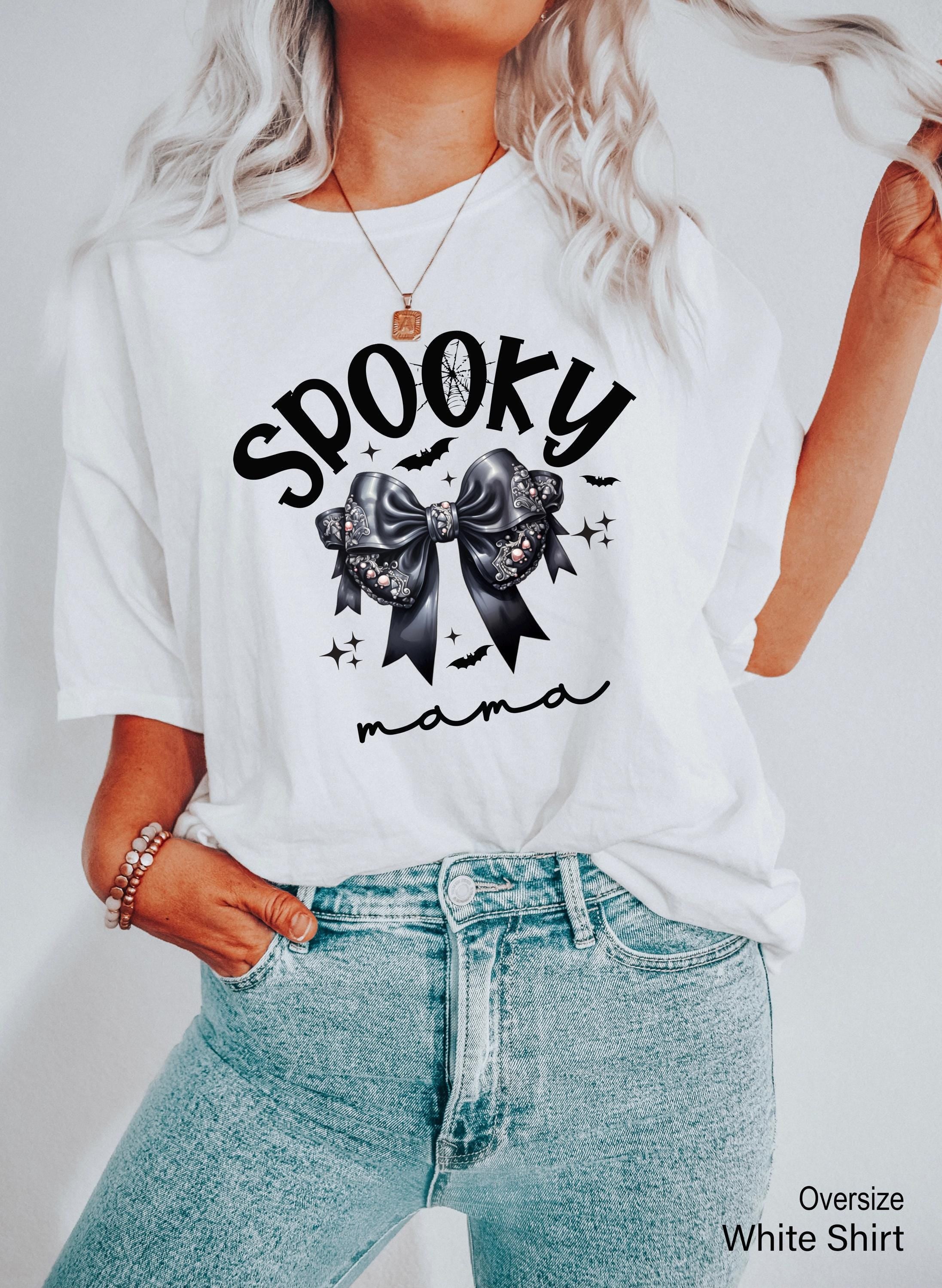 Spooky Mama T-Shirt, Spooky Season Sweatshirts For Woman, Cute Halloween Aesthetic Shirts, Fall Hoodie, Trendy Creepy Se