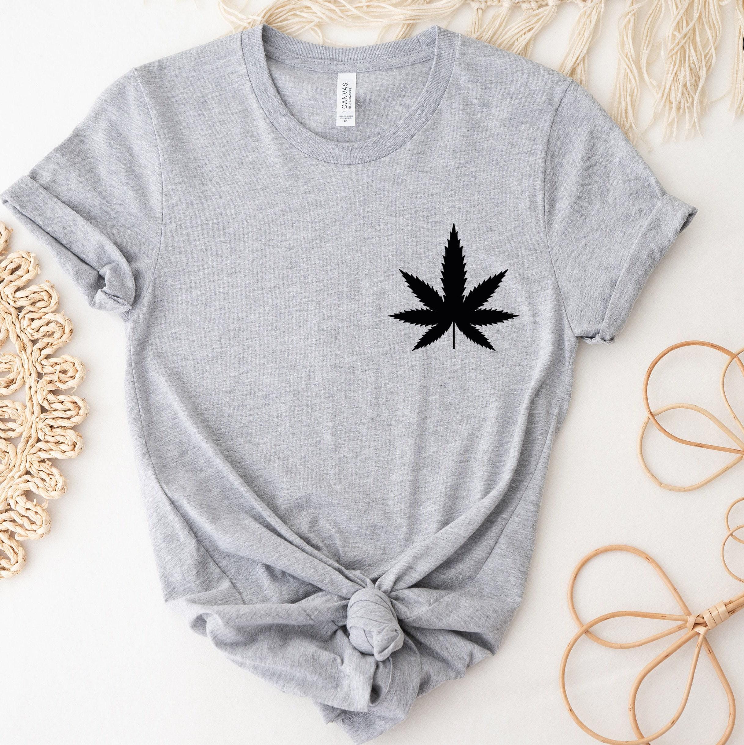 Leaf Shirts, Marijuana Shirts, Stoner Sweatshirts, Plant Leaf Pocket Shirt, 420 Gifts For Women, Gifts For Stoners, Cannabiss Shirts