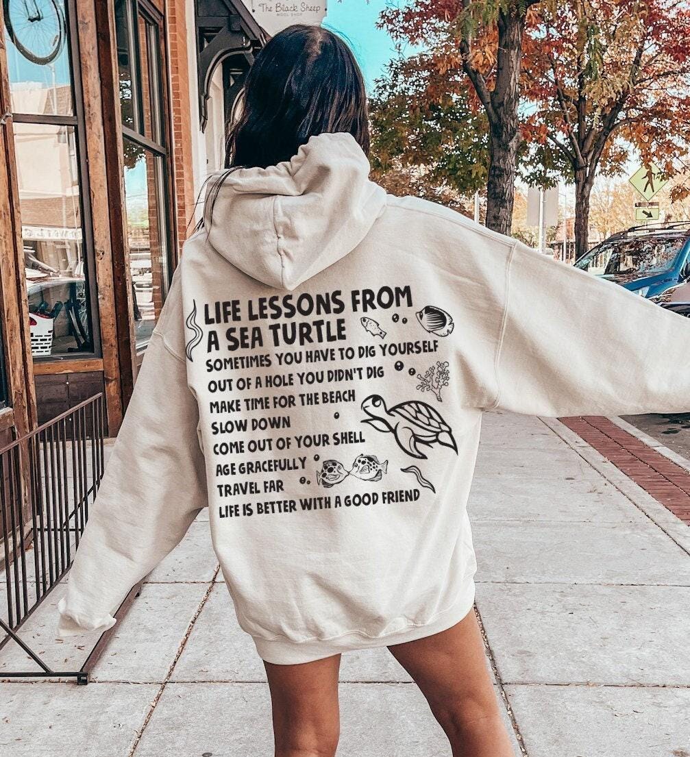 Sea Turtle Sweatshirt | Life Lessons From Turtle Hoodie, Ocean Lover Gift, Coconut Girl Shirt, Turtle Gift, Beach Lover 