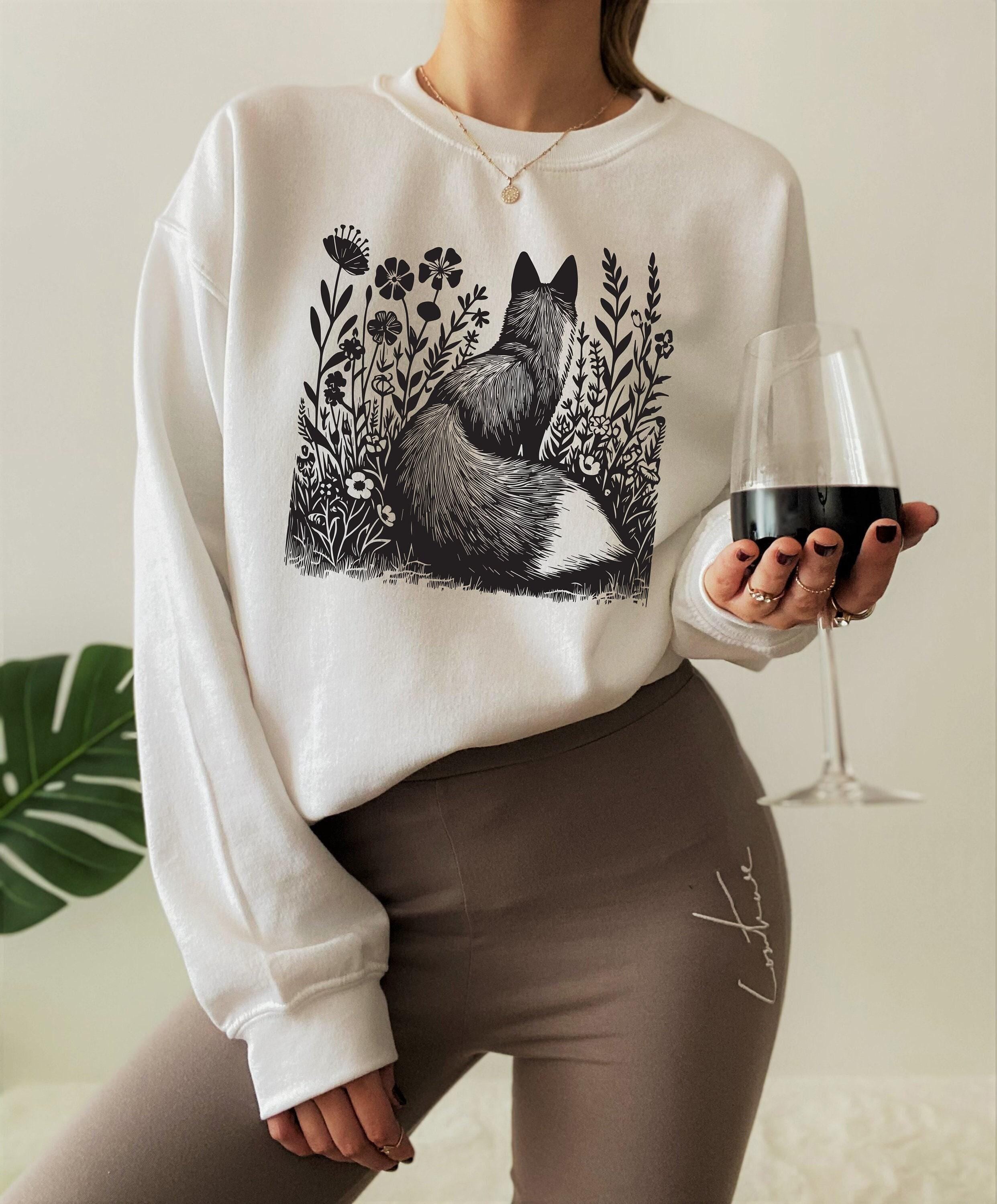 Cottagecore Fox Sweatshirt | Floral Fox Shirt, Forestcore Hoodie, Fairycore Gift, Woodland Animals Sweater, Botanical Fo