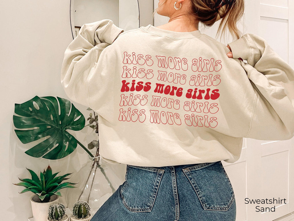 Aesthetic Lesbian Hoodie, LGBTQ Sweatshirt, Women's Pride Month Shirt, Lesbian Pride Shirt, Kiss More Girls T-shirt, Trendy LGBTQ Gift