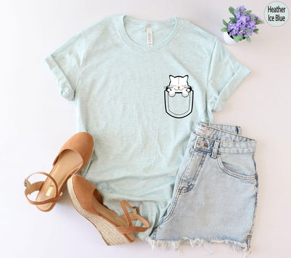 Cat Pocket Shirt, Cute Cat Sweatshirt, Cat Mom Shirt, Cat Lover Gifts For Women, Funny Gifts For Animals Lover Kids, Cat Mom Gifts