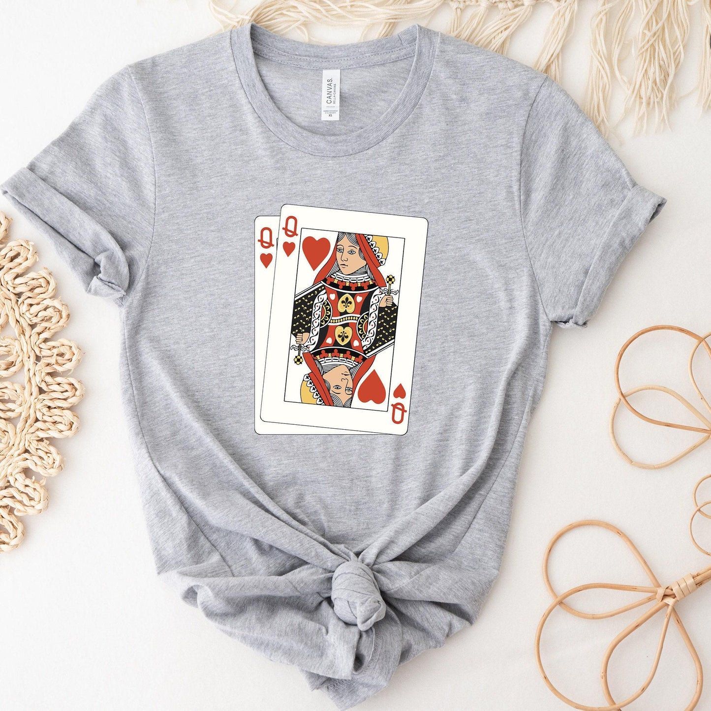 Queen of Hearts Shirt, Queen of Hearts Graphic Tee, Boho Valentines Sweatshirts, Valentines Gifts For Her, Women's Playing Deck Shirt