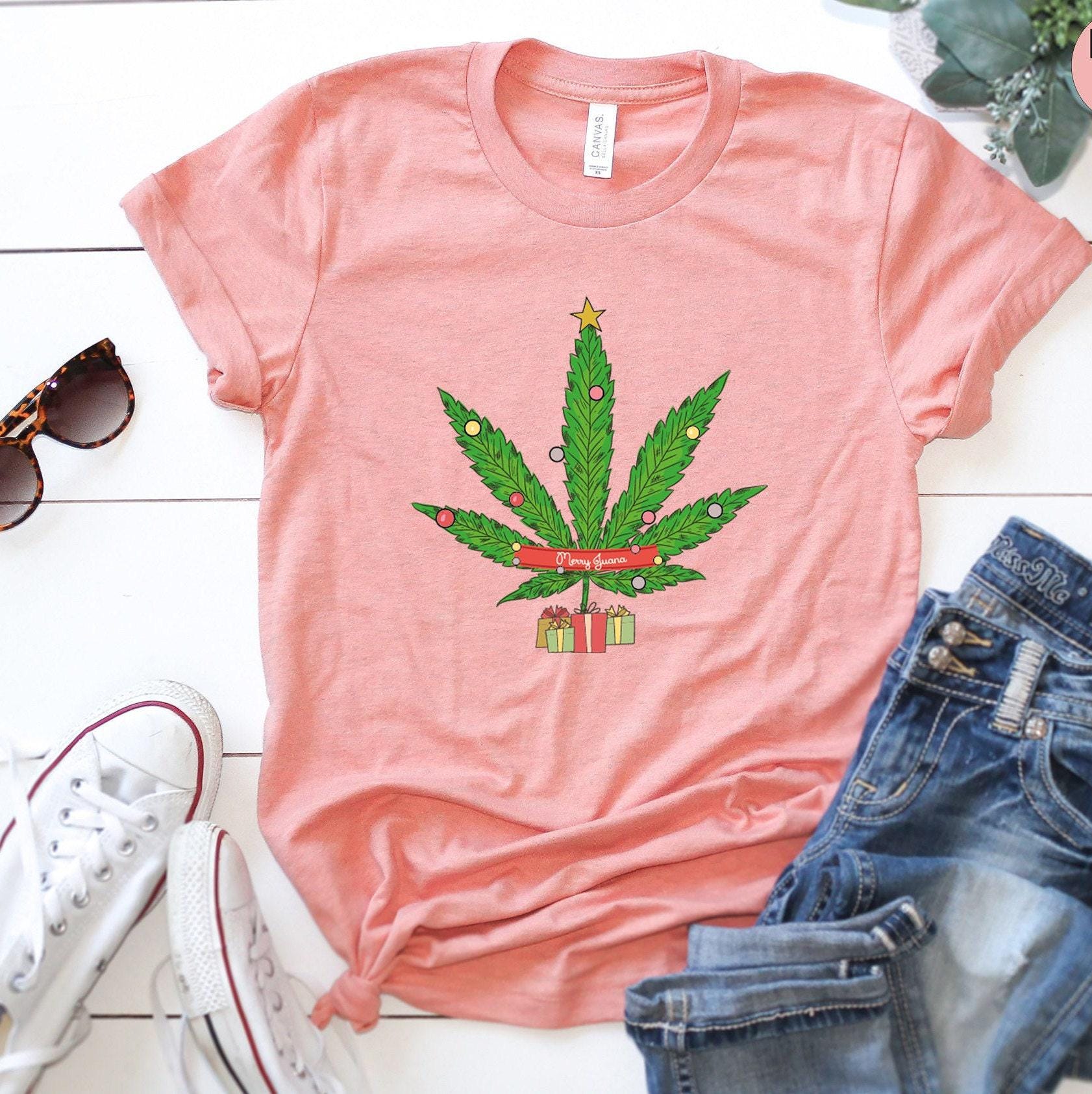 Merry Juana Shirt, Funny Plant Shirts, Marijuana Sweatshirts, Stoner Gifts For Him, Smoker Gifts, Cute Holiday Pajamas, 