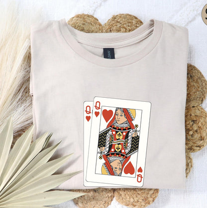 Queen of Hearts Shirt, Queen of Hearts Graphic Tee, Boho Valentines Sweatshirts, Valentines Gifts For Her, Women's Playing Deck Shirt