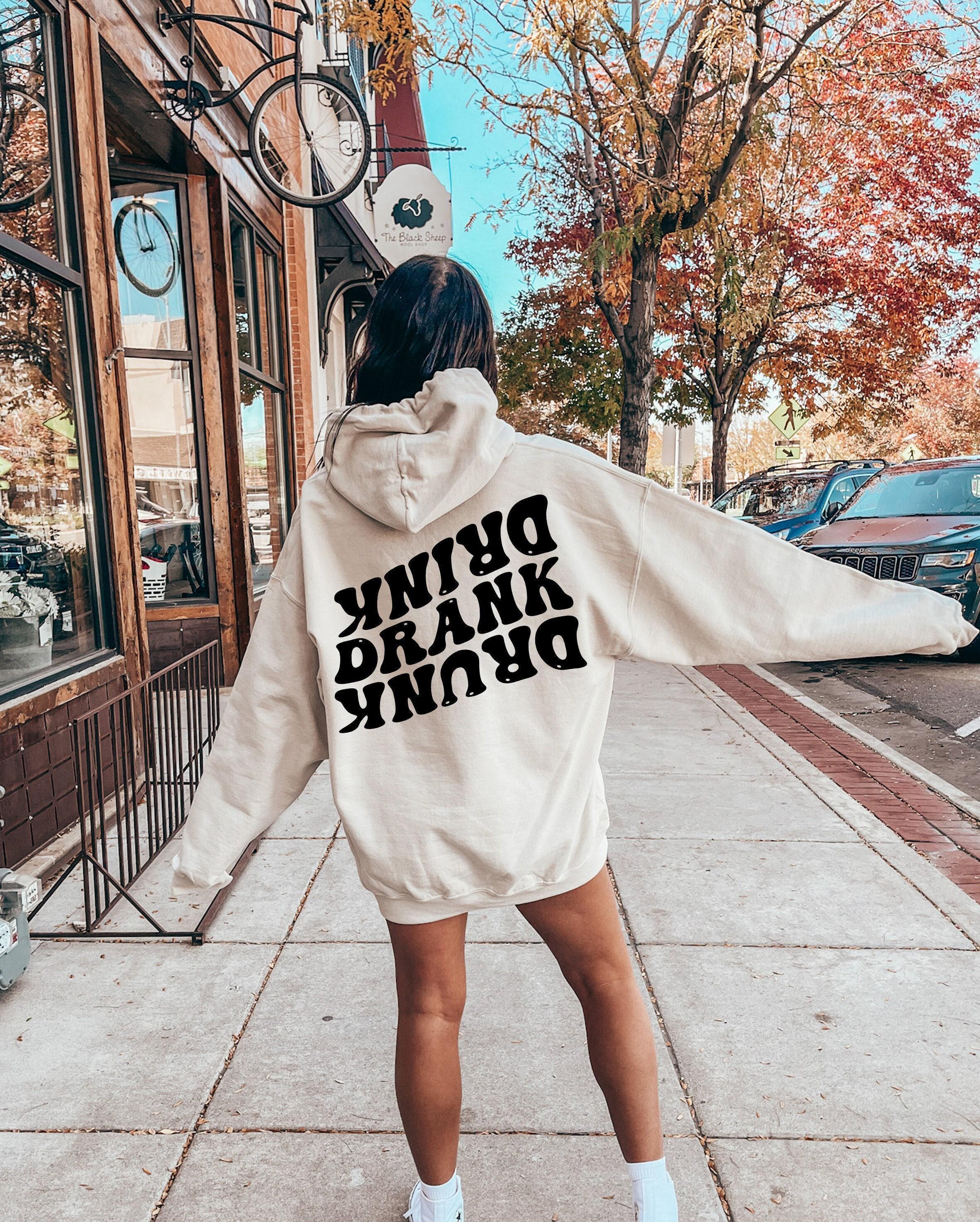 Drink Drank Drunk Hoodie, Party Friends Sweatshirts, Women's Funny Drinking Shirts, Trendy Drunk Girl Hoodie, Matching F