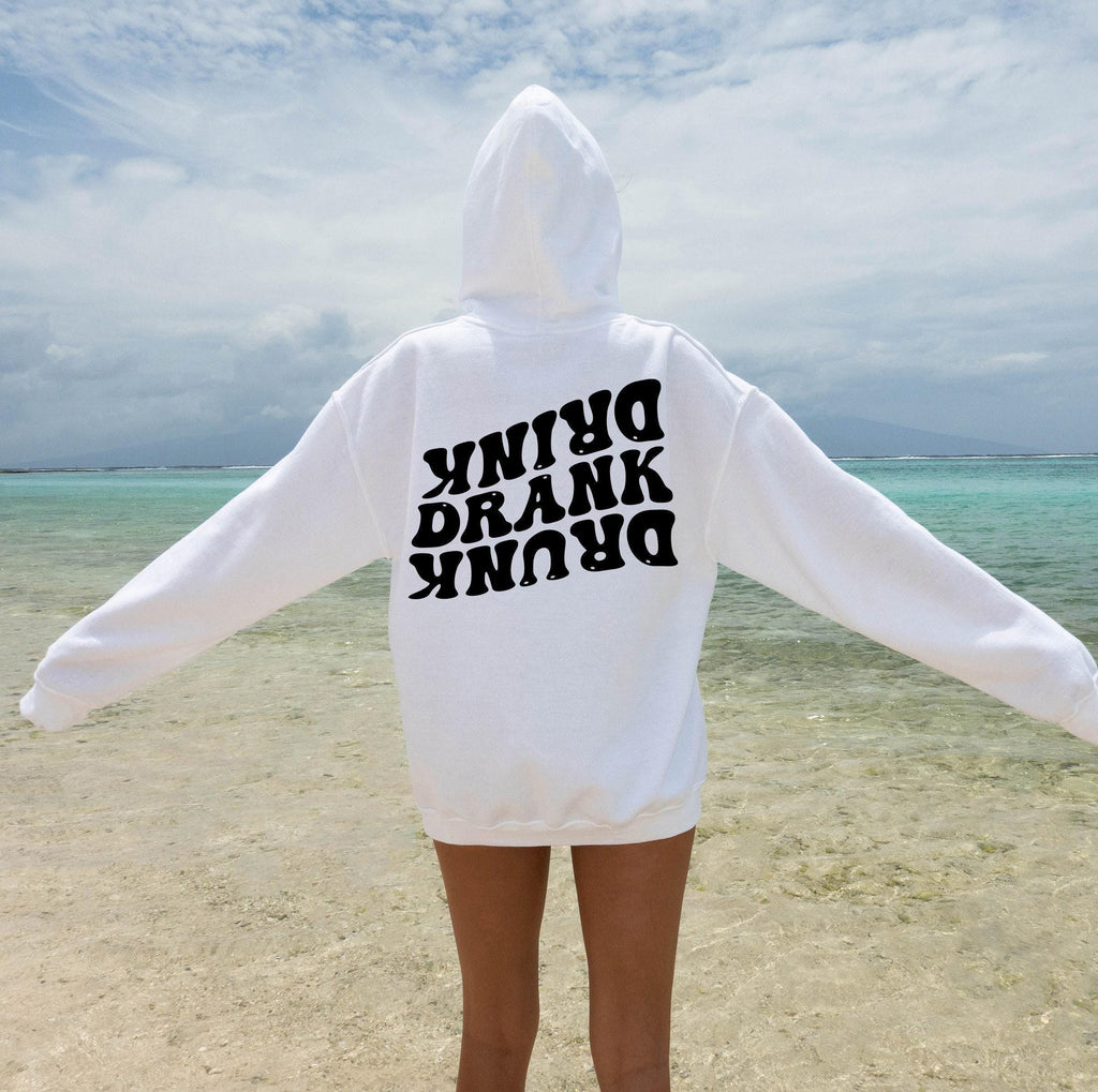 Drink Drank Drunk Hoodie, Party Friends Sweatshirts, Women's Funny Drinking Shirts, Trendy Drunk Girl Hoodie, Matching Friends Gifts