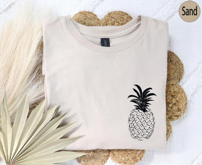 Minimalist Pineapple Sweatshirt | Pocket Fruit Shirt, Gift For Plant Lover, Trendy Hoodie, Summer Vibes, Foodie T Shirt, Vegan Shirt