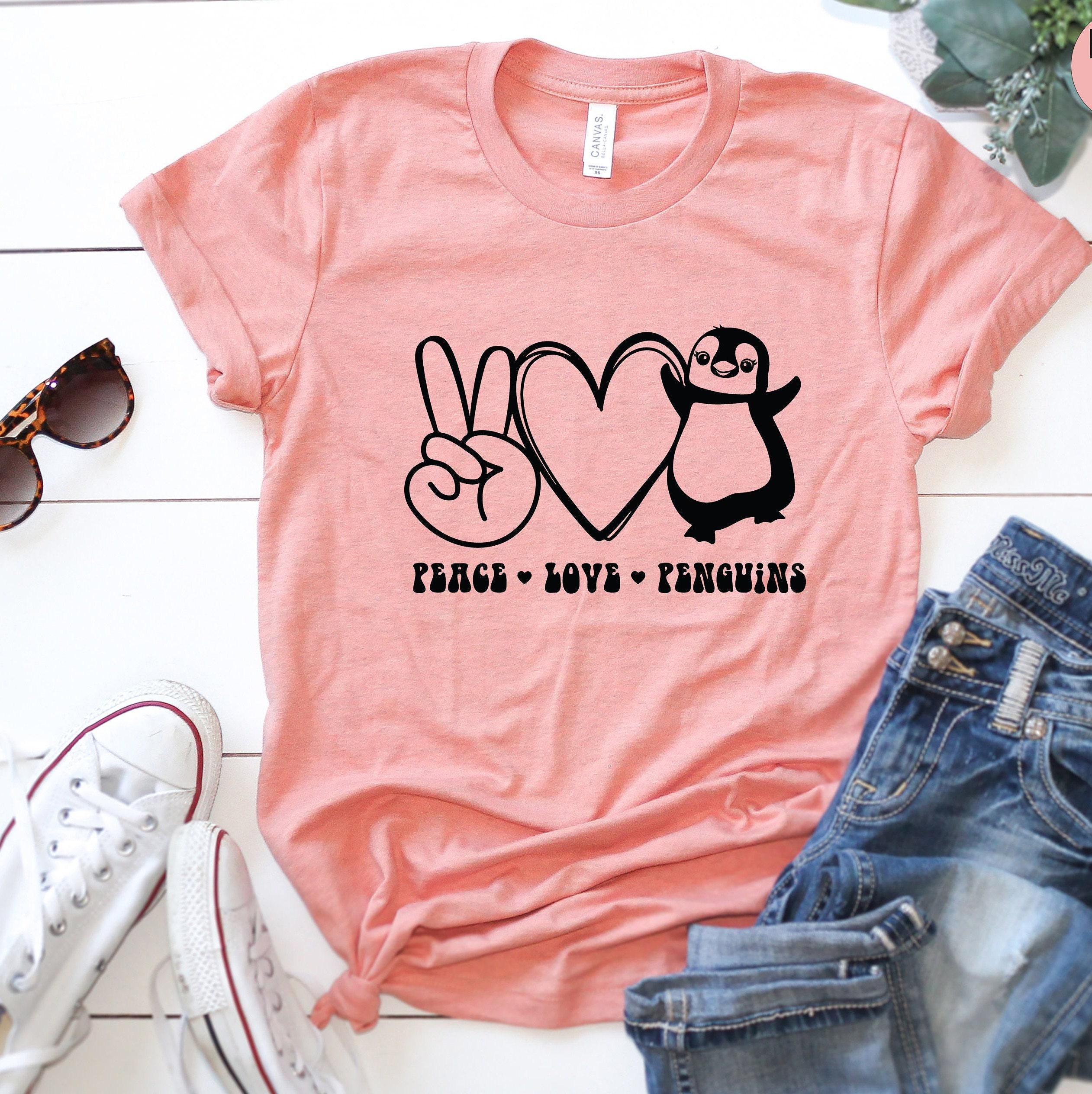 Peace Love Penguins Shirt, Cute Penguin Sweatshirt, Peace Sign Hoodie, Heart Shirt, Penguin Lover Gift For Kids,  Gifts 