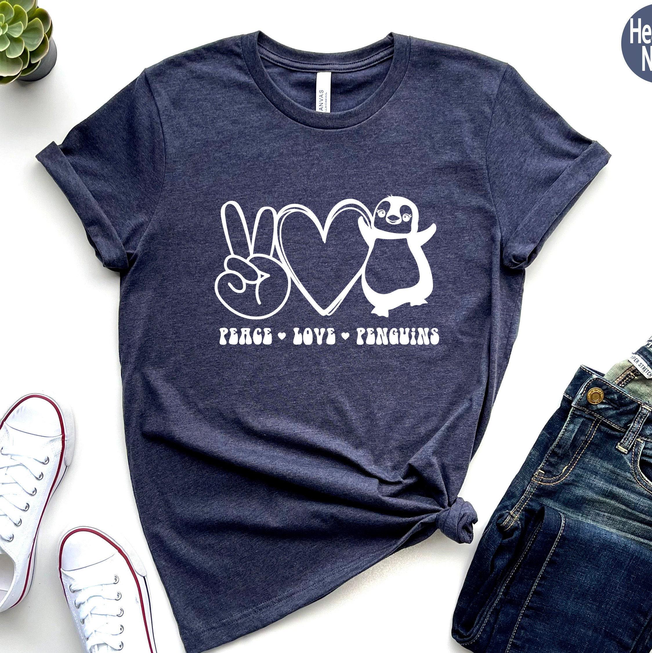 Peace Love Penguins Shirt, Cute Penguin Sweatshirt, Peace Sign Hoodie, Heart Shirt, Penguin Lover Gift For Kids,  Gifts 