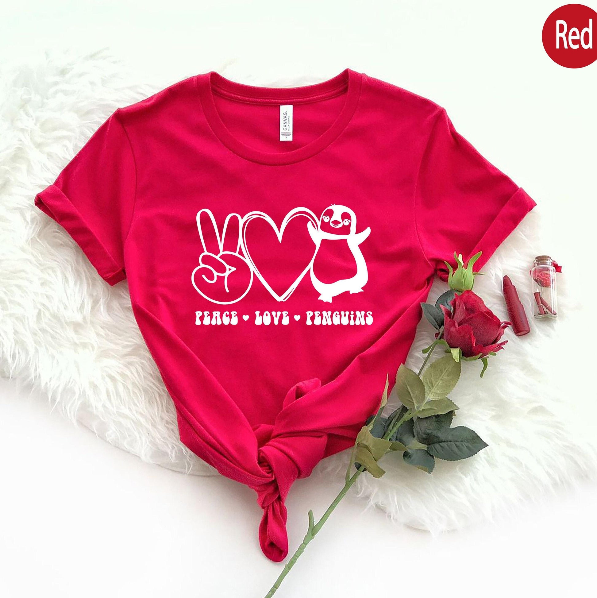 Peace Love Penguins Shirt, Cute Penguin Sweatshirt, Peace Sign Hoodie, Heart Shirt, Penguin Lover Gift For Kids,  Gifts For Her