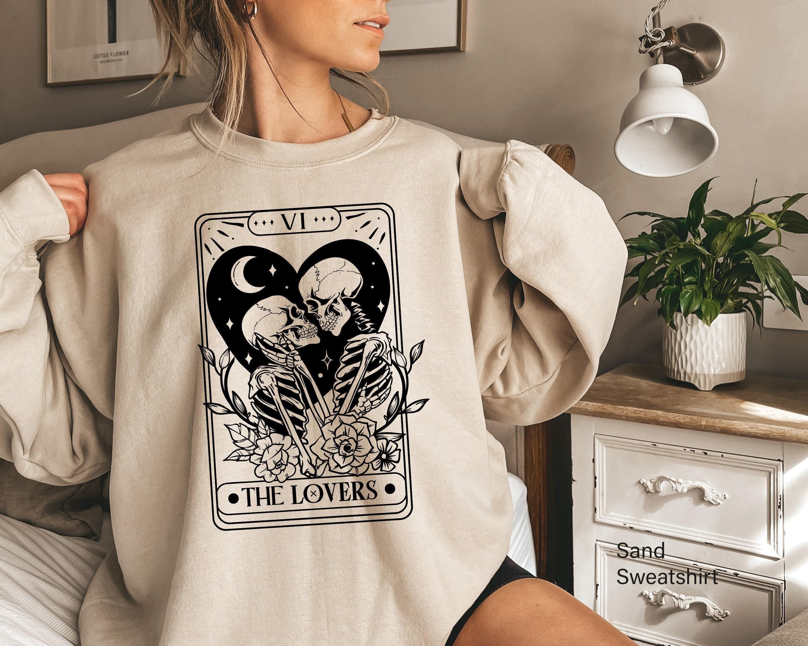 Loving Story Shirts, Women's Skeleton Sweatshirts, Girl's Aesthetic Hoodie, Indie Shirt, Grunge Tshirts, Witchy Gifts For New Fiancee