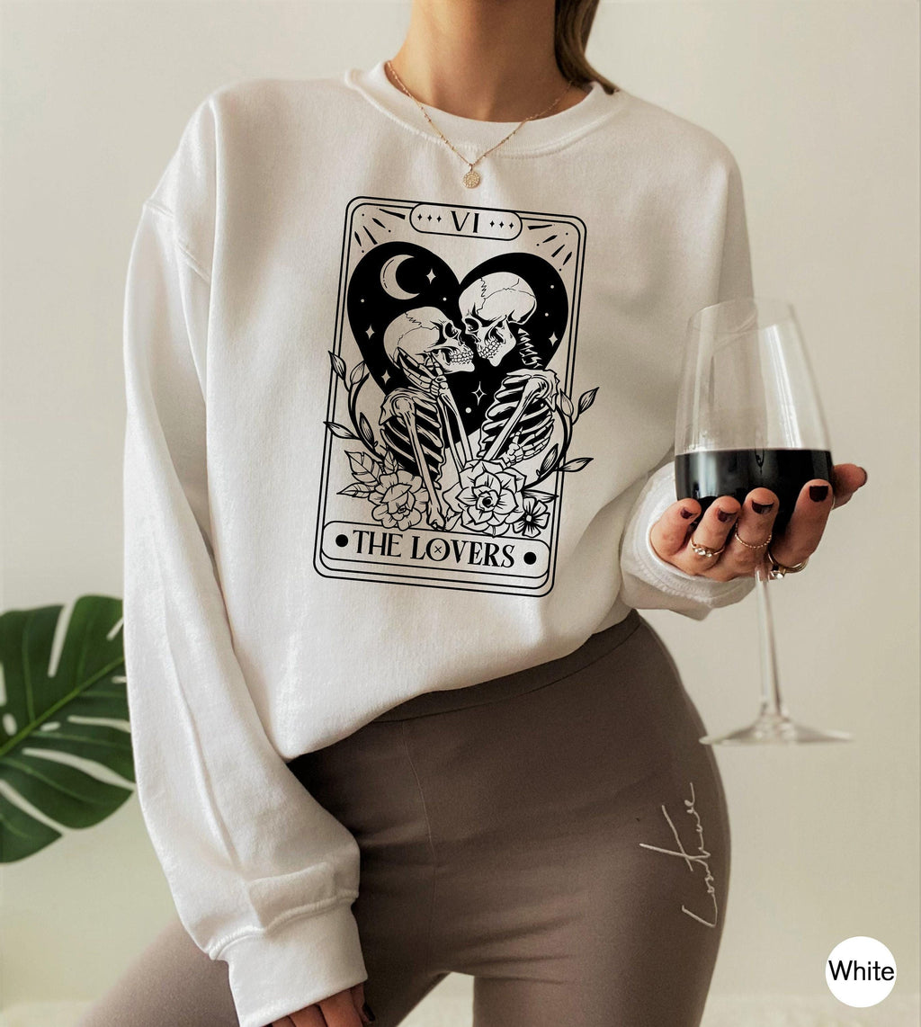 Loving Story Shirts, Women's Skeleton Sweatshirts, Girl's Aesthetic Hoodie, Indie Shirt, Grunge Tshirts, Witchy Gifts For New Fiancee