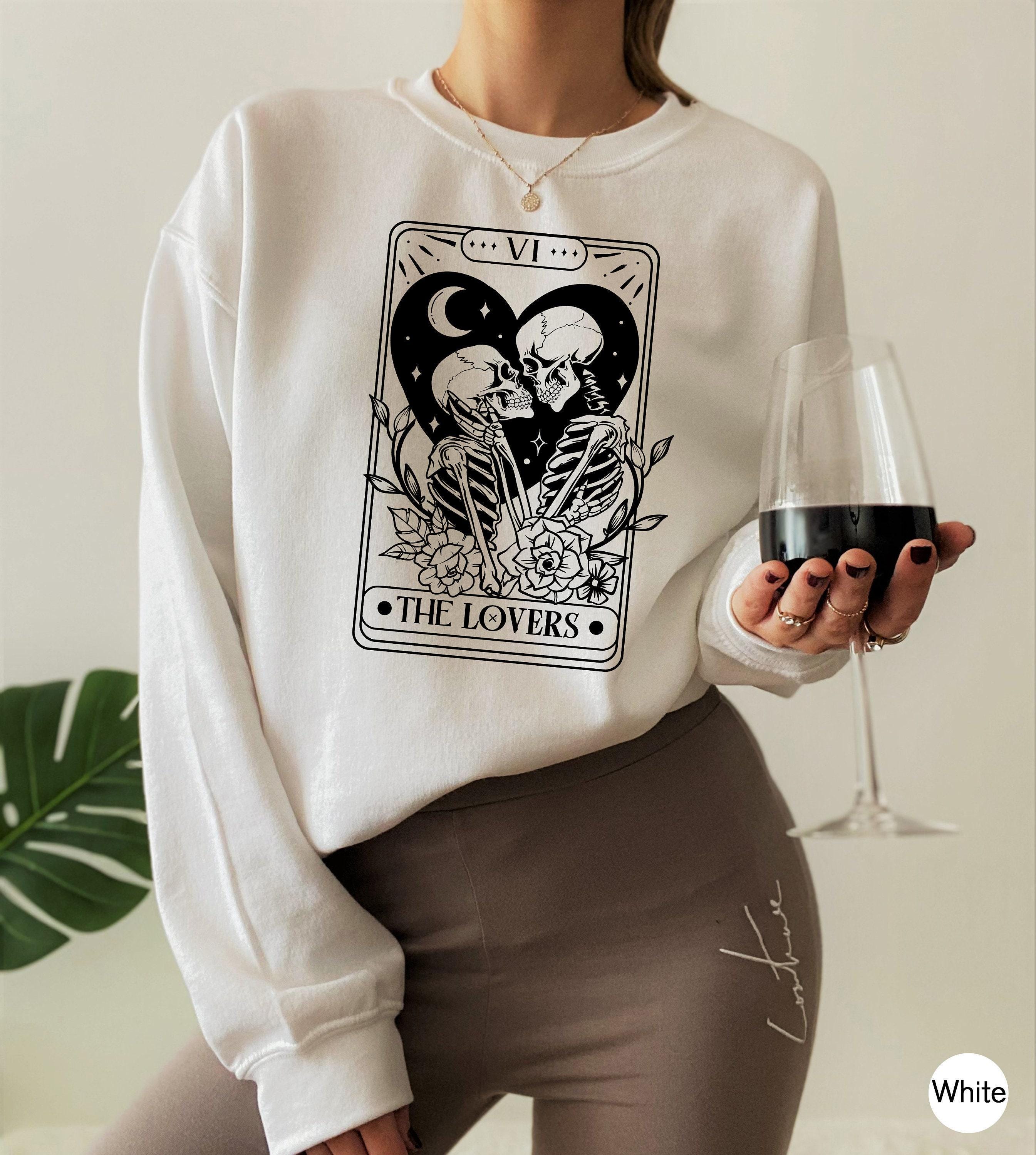 Loving Story Shirts, Women's Skeleton Sweatshirts, Girl's Aesthetic Hoodie, Indie Shirt, Grunge Tshirts, Witchy Gifts For New Fiancee