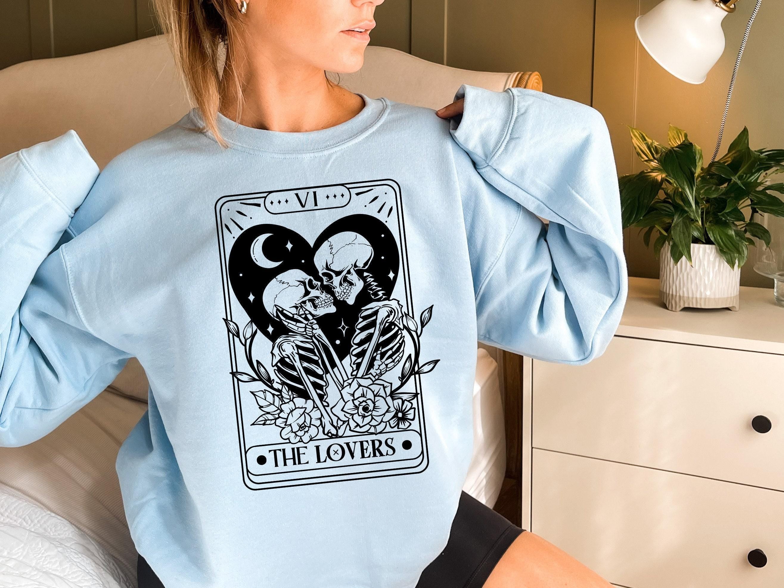 Loving Story Shirts, Women's Skeleton Sweatshirts, Girl's Aesthetic Hoodie, Indie Shirt, Grunge Tshirts, Witchy Gifts For New Fiancee