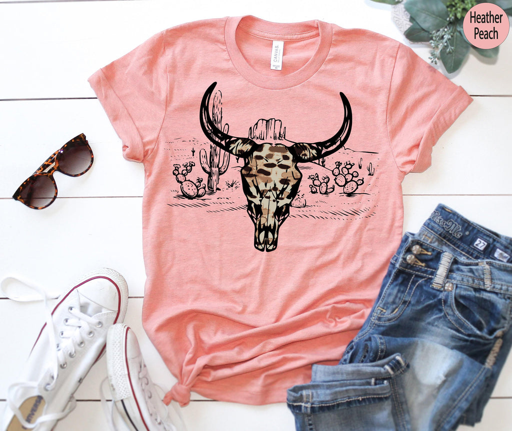 Boho Bull Skull Shirt, Women's Country Shirt, Country Music Sweatshirt, Cowboy Cowgirl Shirts, Nature Lovers Hoodie, Cowskull Shirts