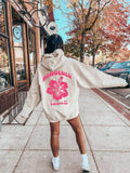 Trendy Honolulu Hawaii Sweatshirt, Hibiscus Flower Hoodie, Aesthetic Sweater For Women, Pinterest Pullover, Pink Flower Hoodie