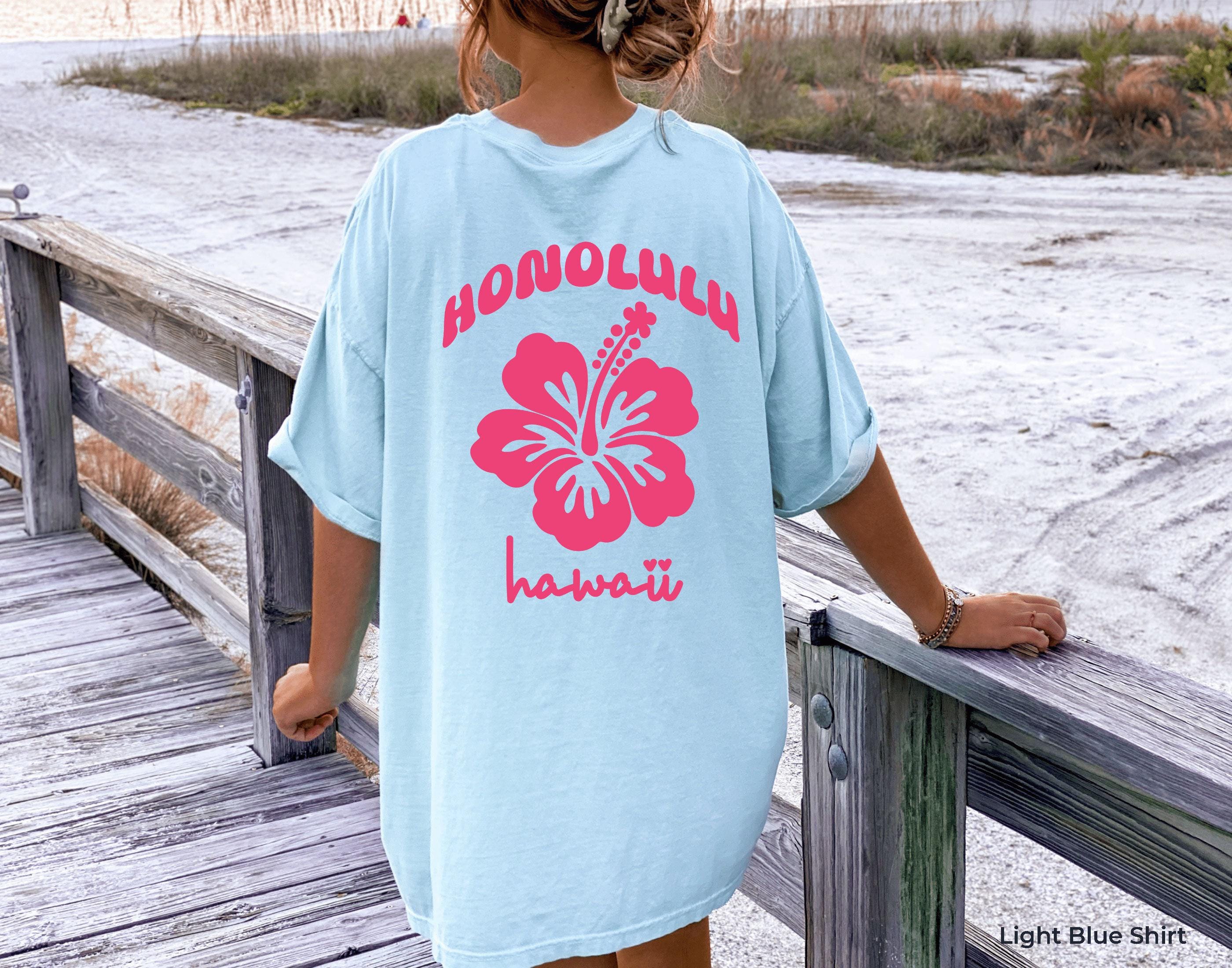 Trendy Honolulu Hawaii Sweatshirt, Hibiscus Flower Hoodie, Aesthetic Sweater For Women, Pinterest Pullover, Pink Flower 