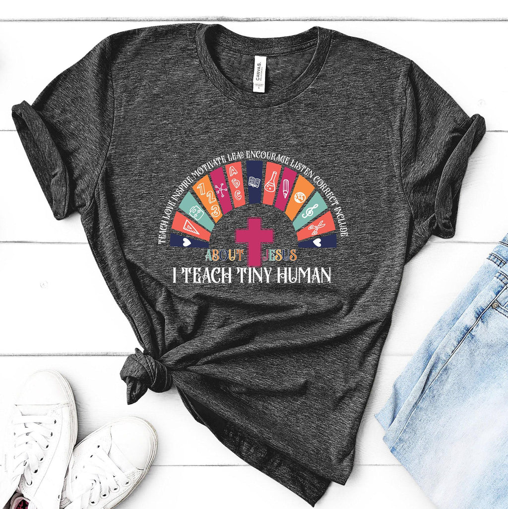 I Teach Tiny Human About Jesus Shirt, I Teach Tiny Human Shirt, Trendy Religious Teacher Gifts, Private Christian School Shirts