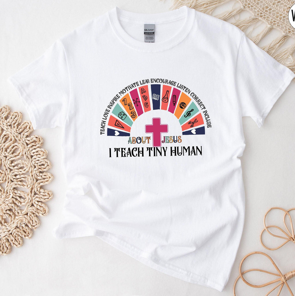 I Teach Tiny Human About Jesus Shirt, I Teach Tiny Human Shirt, Trendy Religious Teacher Gifts, Private Christian School Shirts