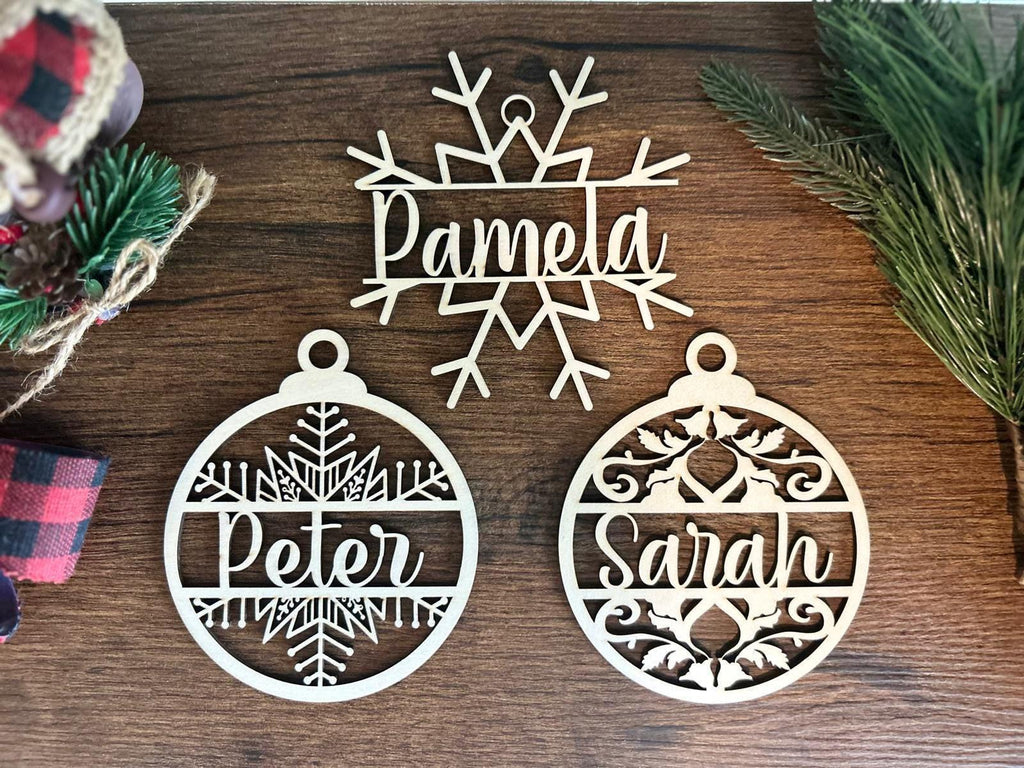 Custom Name Christmas Wood Ornament, Personalized Name Ornament, Christmas Wood Ornament, Family Christmas Tree Decor, Christmas Gifts