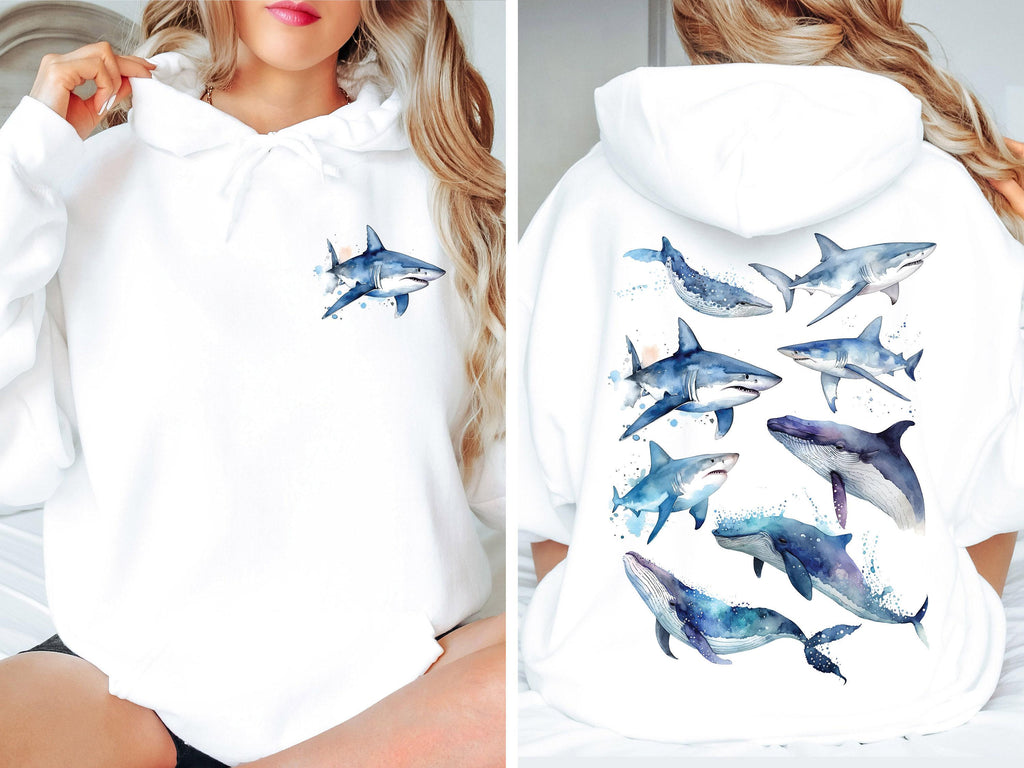 Aesthetic Sea Animals Hoodie, Clever Shark Sweatshirt For Shark Lover, Types Of Shark T-Shirts, Ocean Trip Shirt,, Trendy Shark Gifts