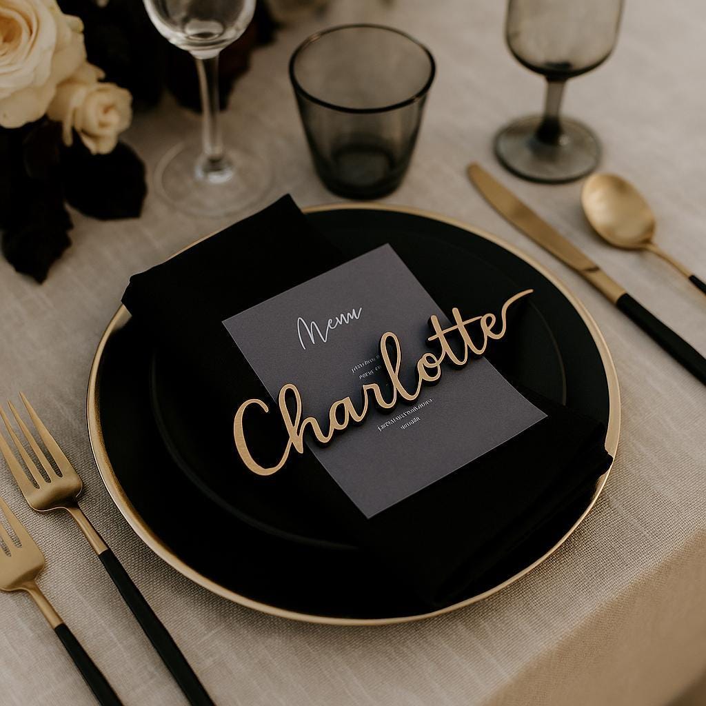 Custom Wood Name Tag, Elegant Wedding Place Card, Personalized Wooden Name Sign for Table Settings, Customized Special Dinner Name Sign,