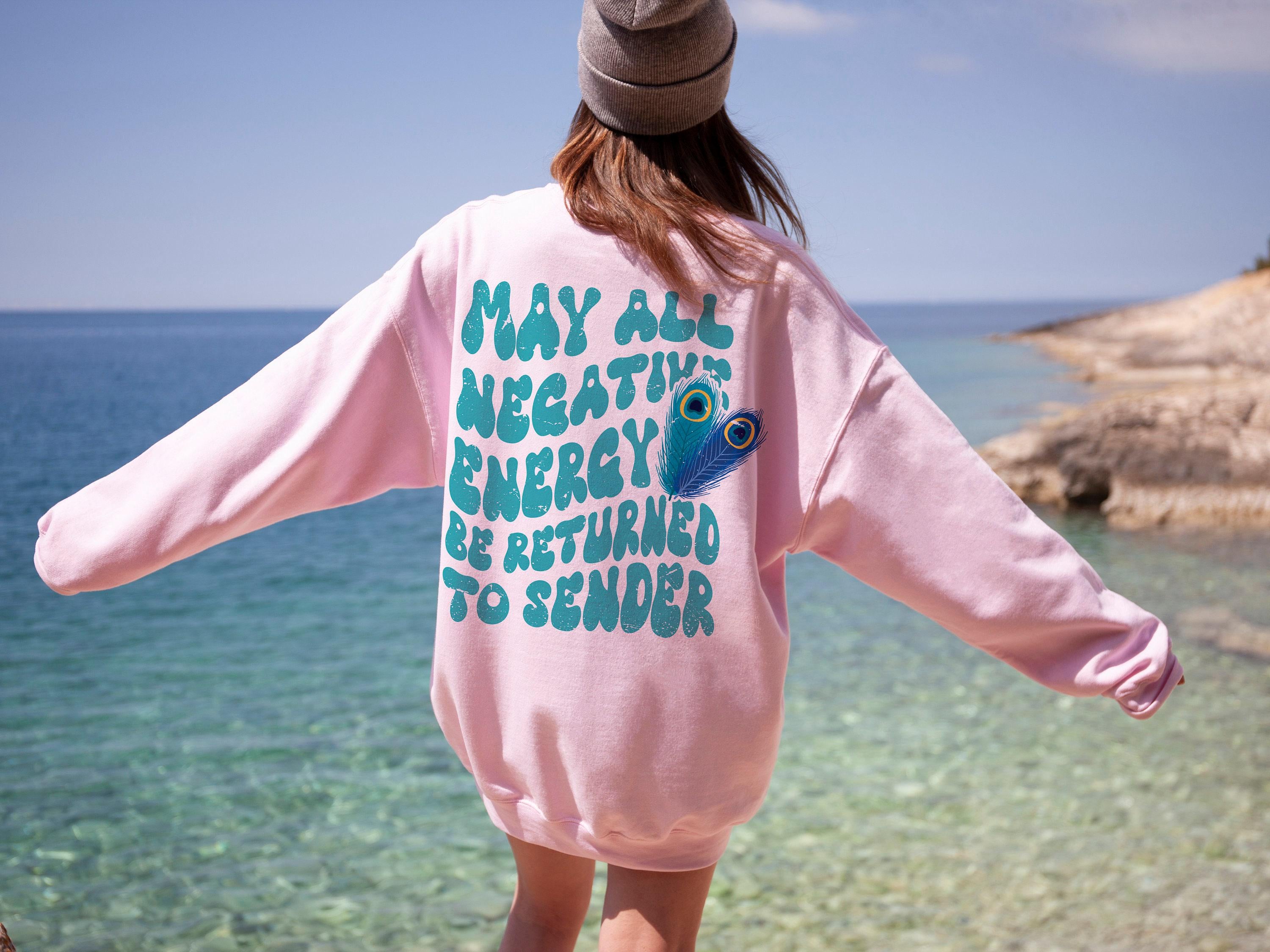 Evil Eye Hoodie, May All Negative Energy Be Returned To Sender Sweatshirt, Aesthetic Trendy Shirt, Spiritual Protection Tee, Mom Gift
