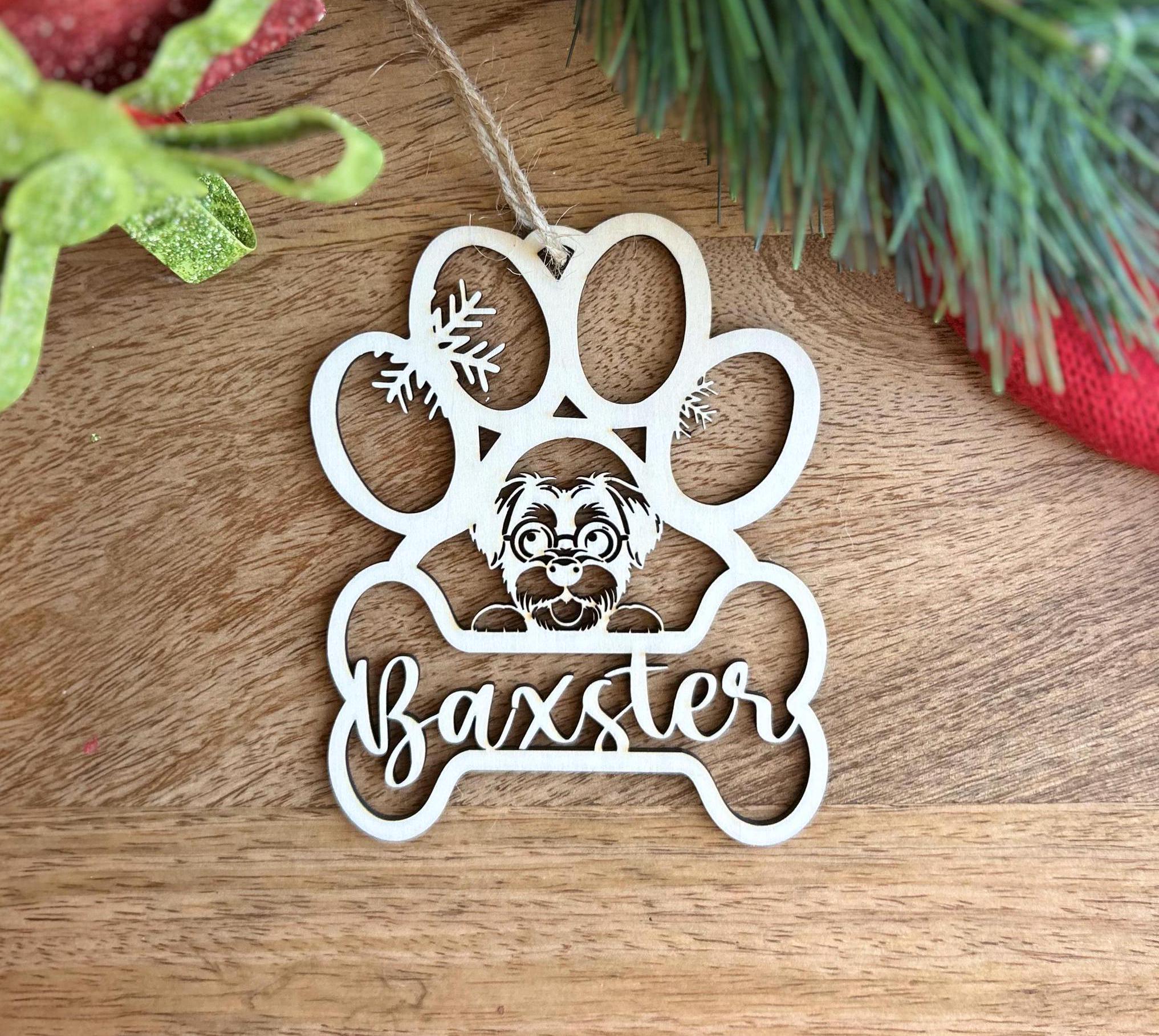 Personalized Dog Paw Ornament, Custom Cat with Name Christmas Ornament, Pet Memorial 2024 Ornament, Christmas Tree  Gift for Dog Mom