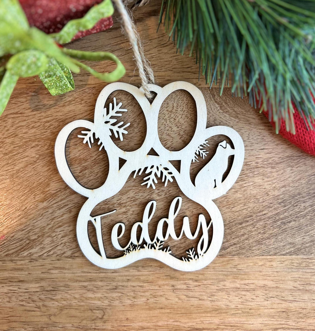 Personalized Dog Paw Ornament, Custom Cat with Name Christmas Ornament, Pet Memorial 2024 Ornament, Christmas Tree  Gift for Dog Mom