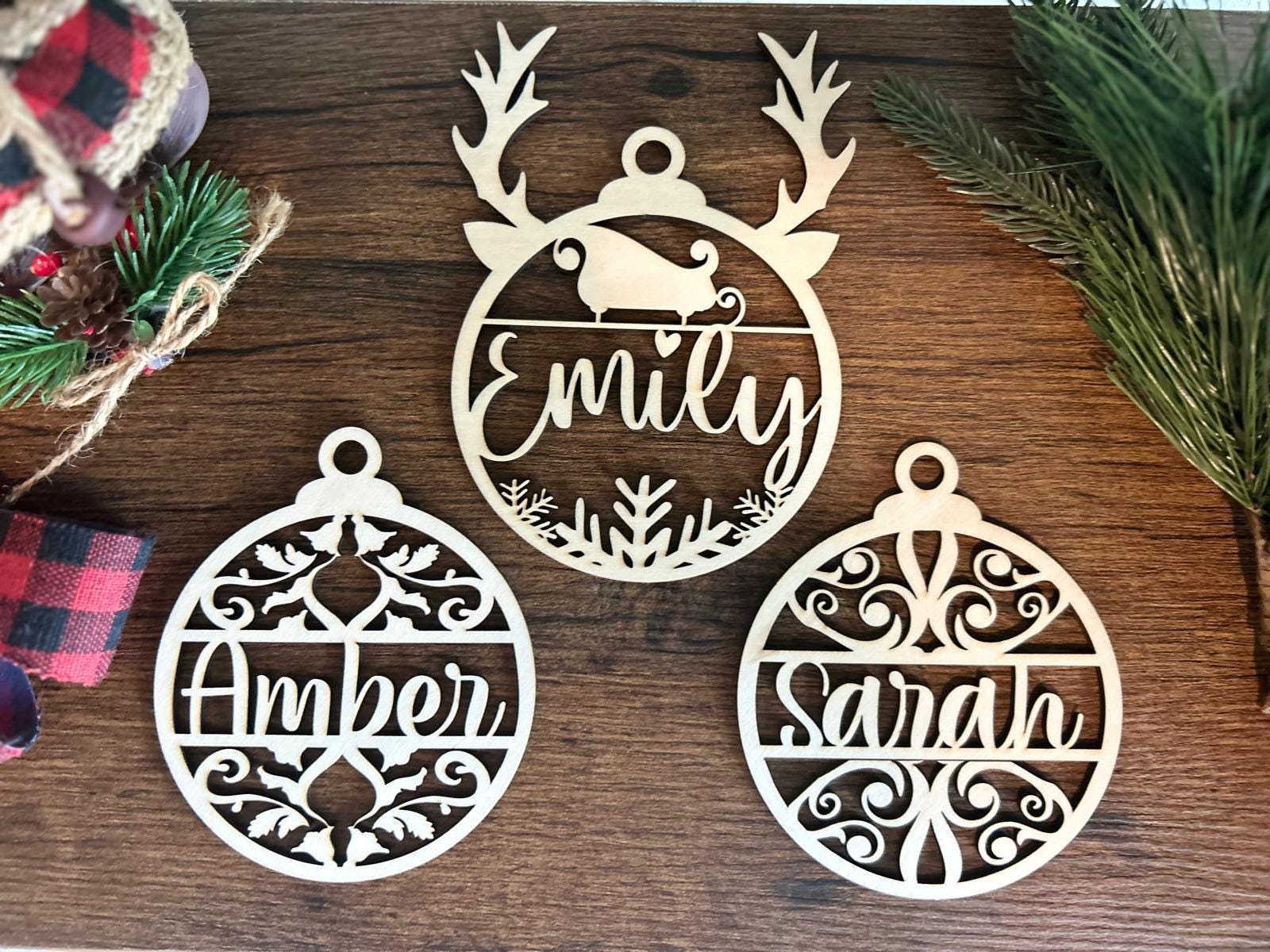 Custom Name Christmas Wood Ornament, Personalized Name Ornament, Christmas Wood Ornament, Family Christmas Tree Decor, Christmas Gifts