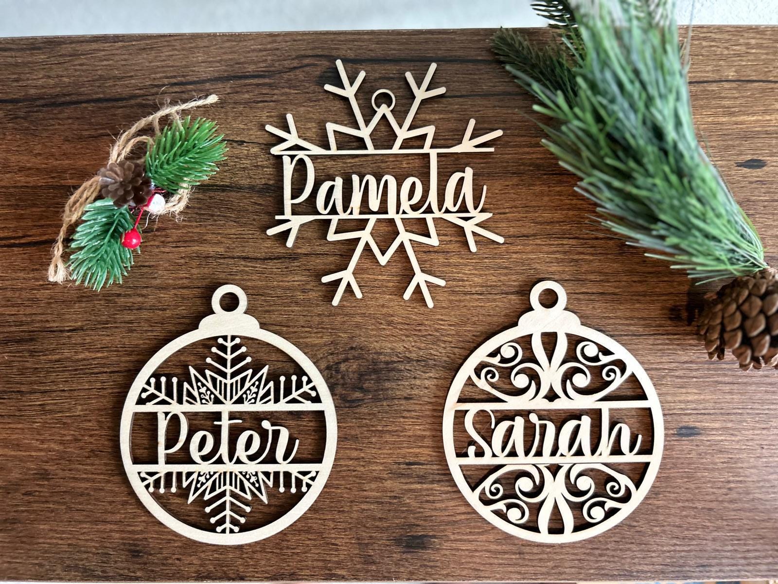 Custom Name Christmas Wood Ornament, Personalized Name Ornament, Christmas Wood Ornament, Family Christmas Tree Decor, Christmas Gifts
