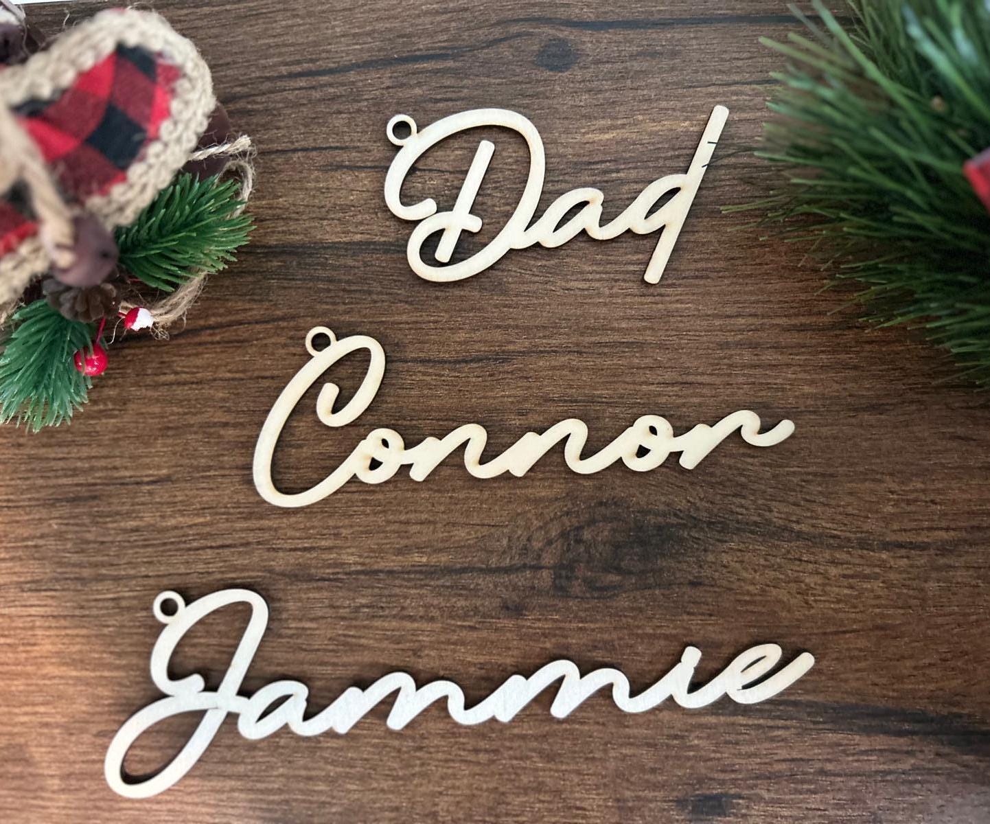 Custom Name Christmas Wood Ornament, Personalized Name Ornament, Christmas Wood Ornament, Family Christmas Tree Decor, Christmas Gifts