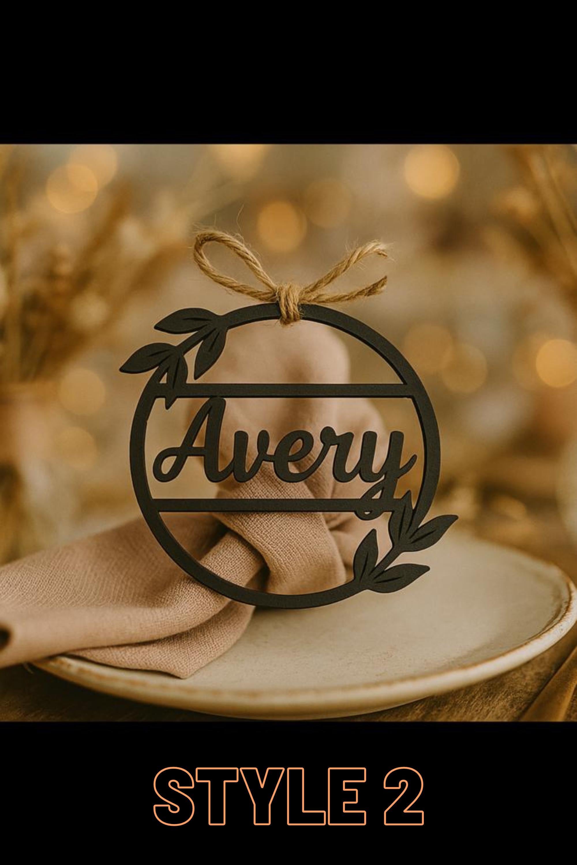 Custom Wood Name Tag, Elegant Wedding Place Card, Personalized Wooden Name Sign for Table Settings, Custom Special Dinner Name Sign