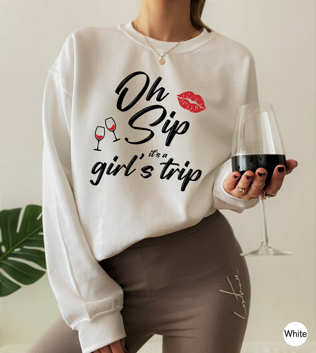 Oh Sip It's A Girl's Trip Shirt, Cute Girl's Trip Sweatshirt, Matching Girls Group Shirts, Cruise Vacation Tee, Bestie Gifts For Trip