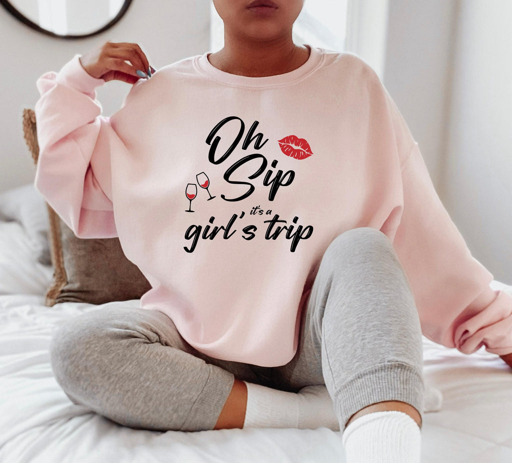 Oh Sip It's A Girl's Trip Shirt, Cute Girl's Trip Sweatshirt, Matching Girls Group Shirts, Cruise Vacation Tee, Bestie Gifts For Trip