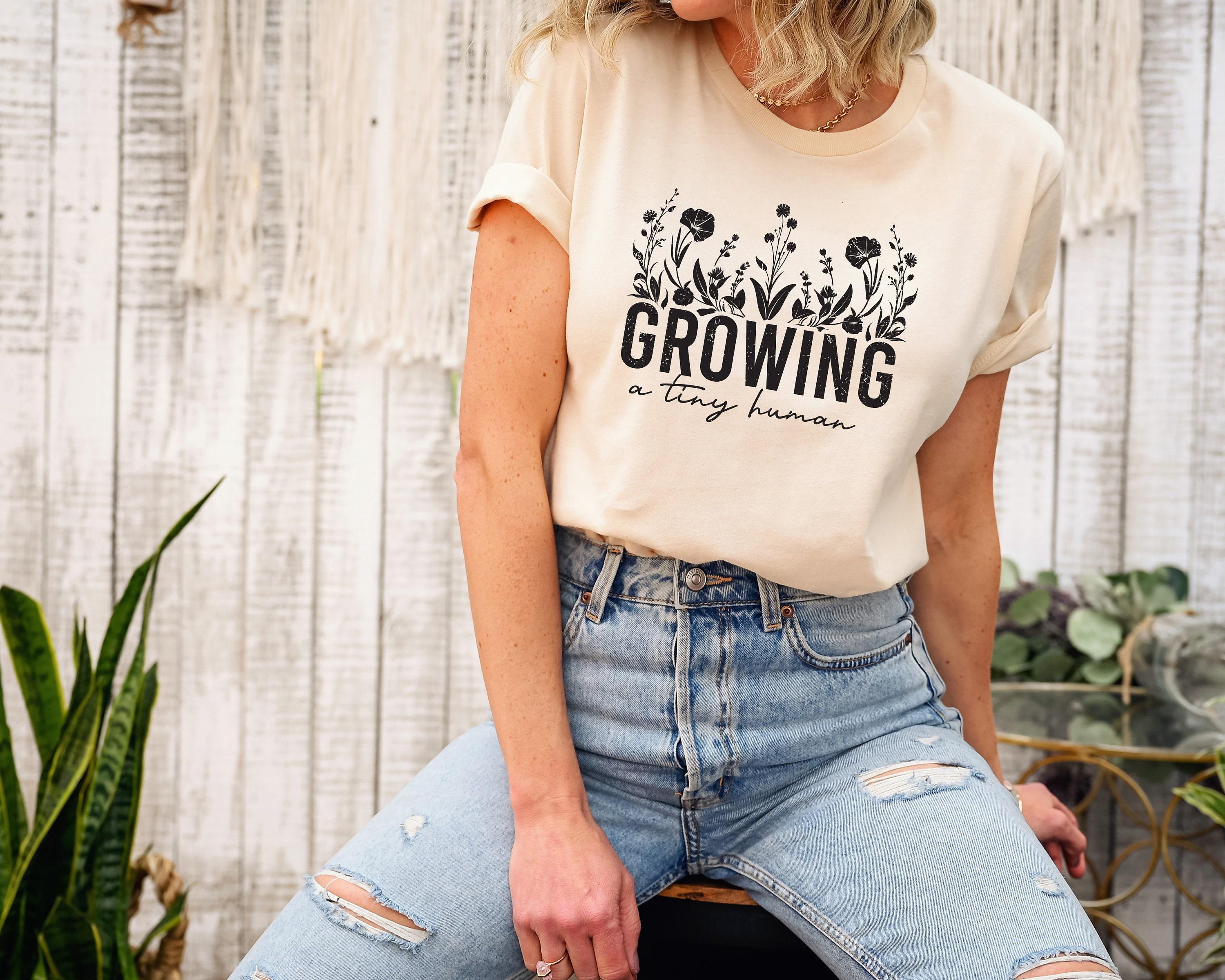 Growing A Tiny Human Sweatshirt, Cute Pregnancy Announcement Shirt, Funny Maternity Tshirt, New Mom Gift, Baby Shower Gift For Mom