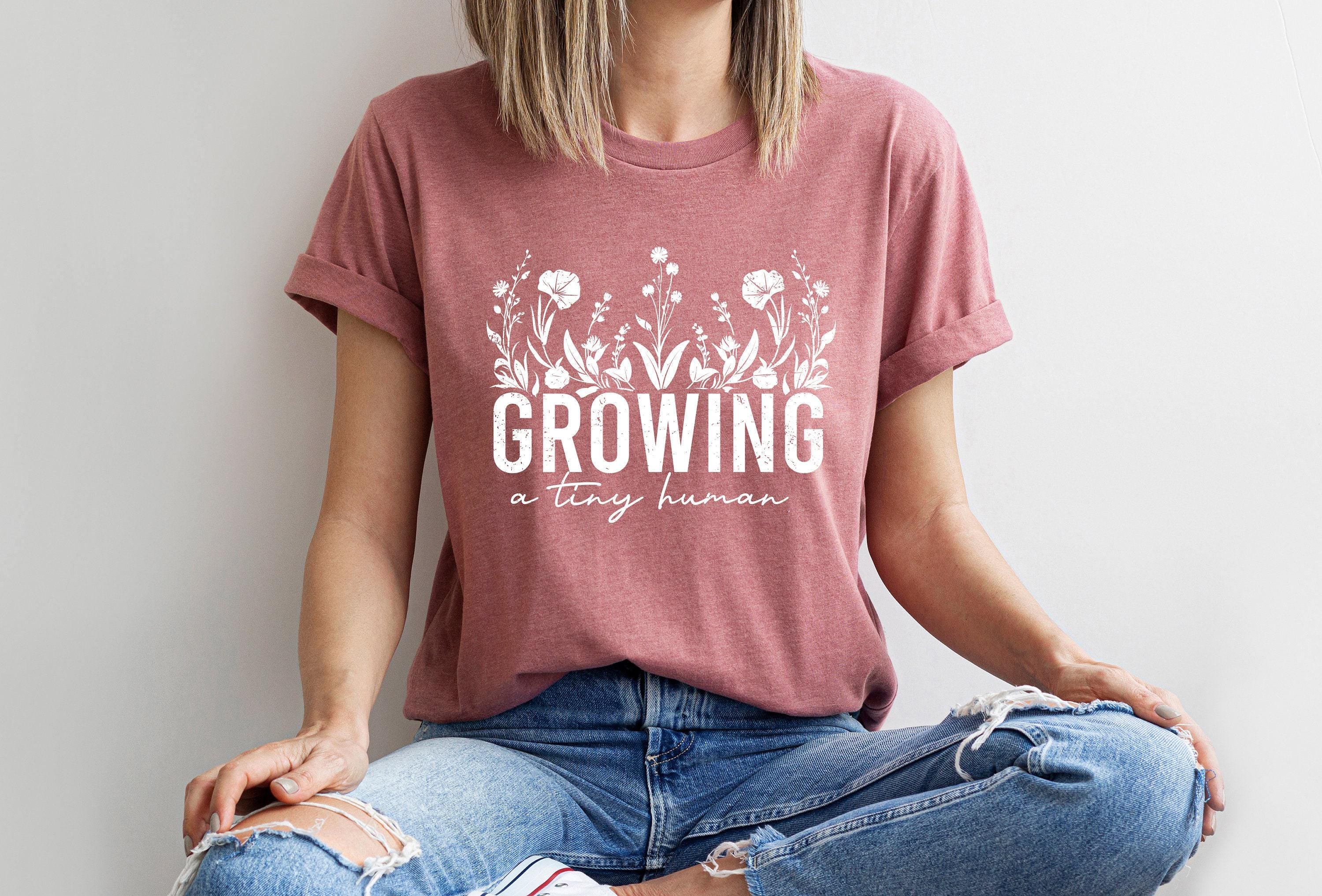 Growing A Tiny Human Sweatshirt, Cute Pregnancy Announcement Shirt, Funny Maternity Tshirt, New Mom Gift, Baby Shower Gift For Mom