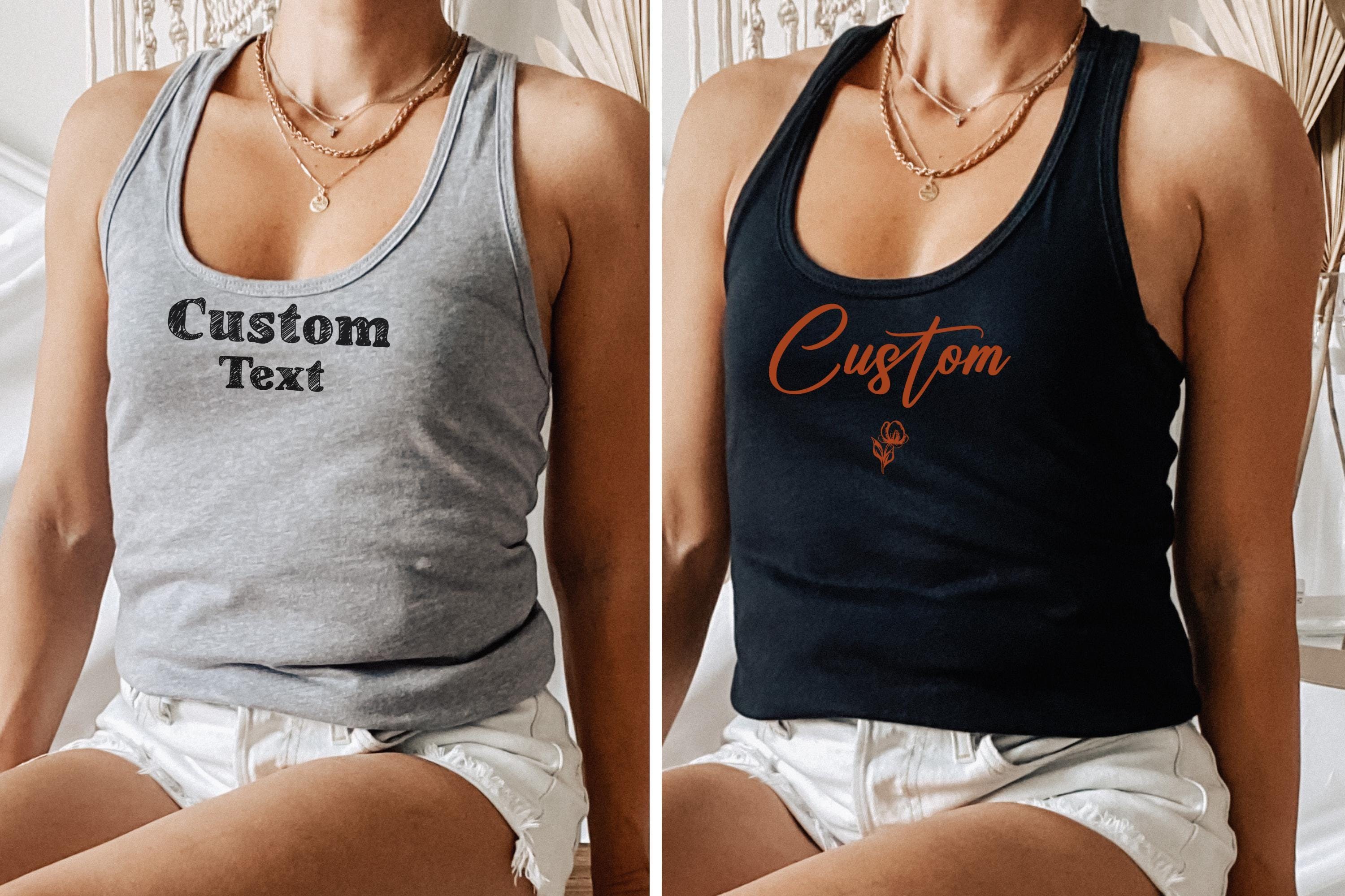 Custom Text Tank Top, Personalized Summer Tank Tops, Workout Racer Back , Plates Tank, Vacation Tank, Women's Tank Top, Fitness Tanks