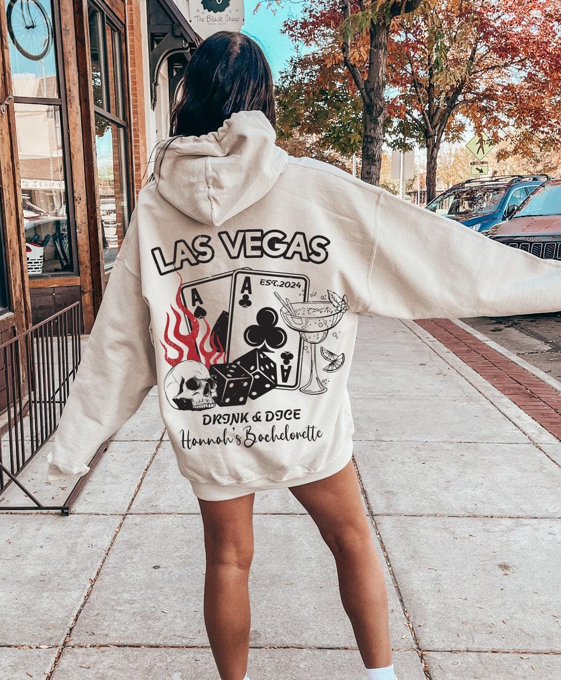 Custom Las Vegas Bachelorette Party Hoodie, Drink And Dice Sweatshirt, Retro Casino Bach Trip Shirt, Personalized Bach Party Gift