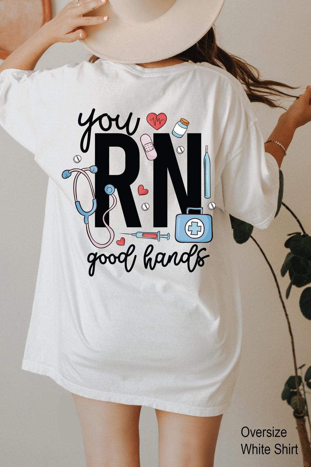 You RN Good Hands Hoodie, Cute Nurse Sweatshirt For Work, Women's RN Shirt, Registered Nurse Tshirt, Nursing Student Graduation Gifts